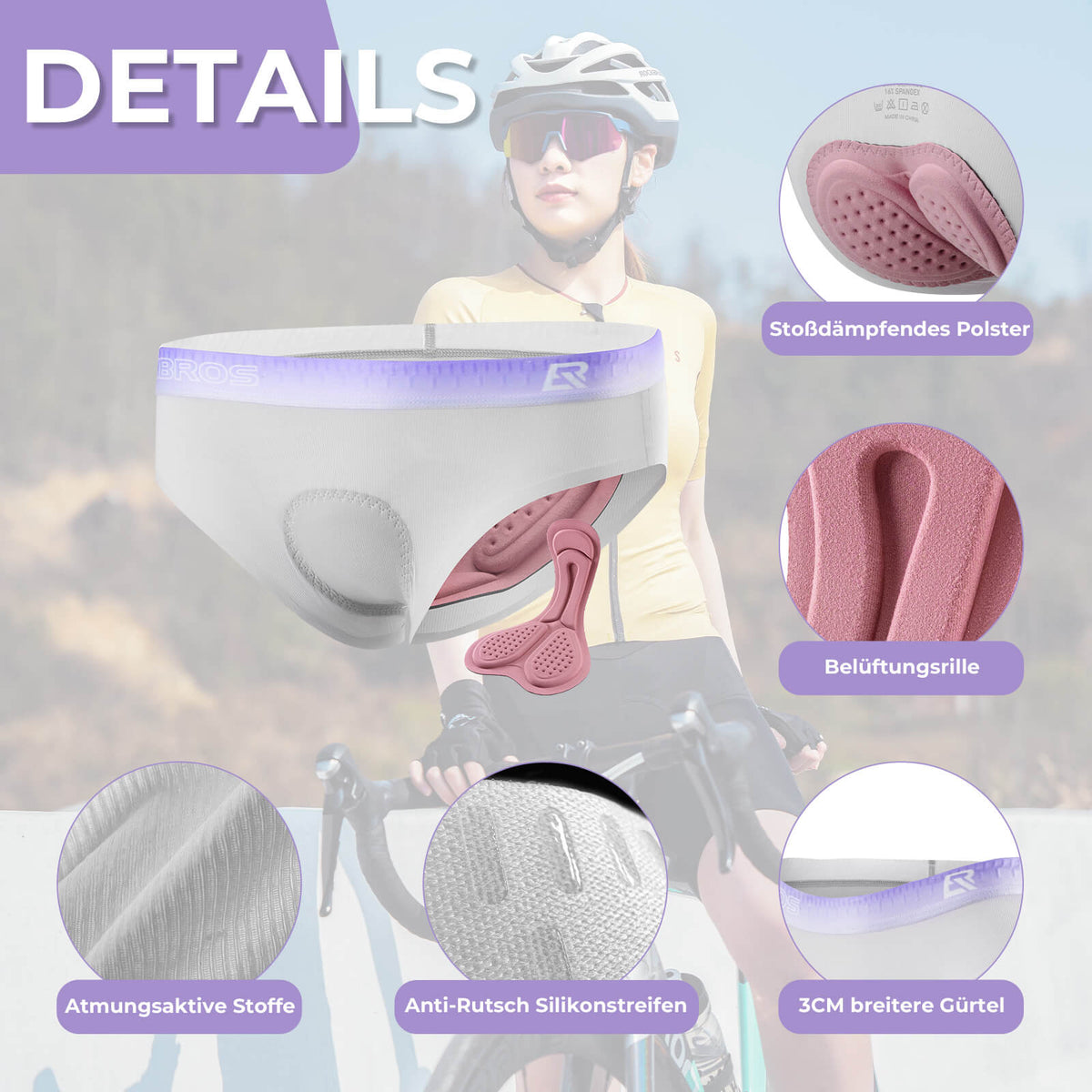 ROCKBROS Dame-cykelundertøj Åndbar 4D Polstret Cykelshorts Elastisk