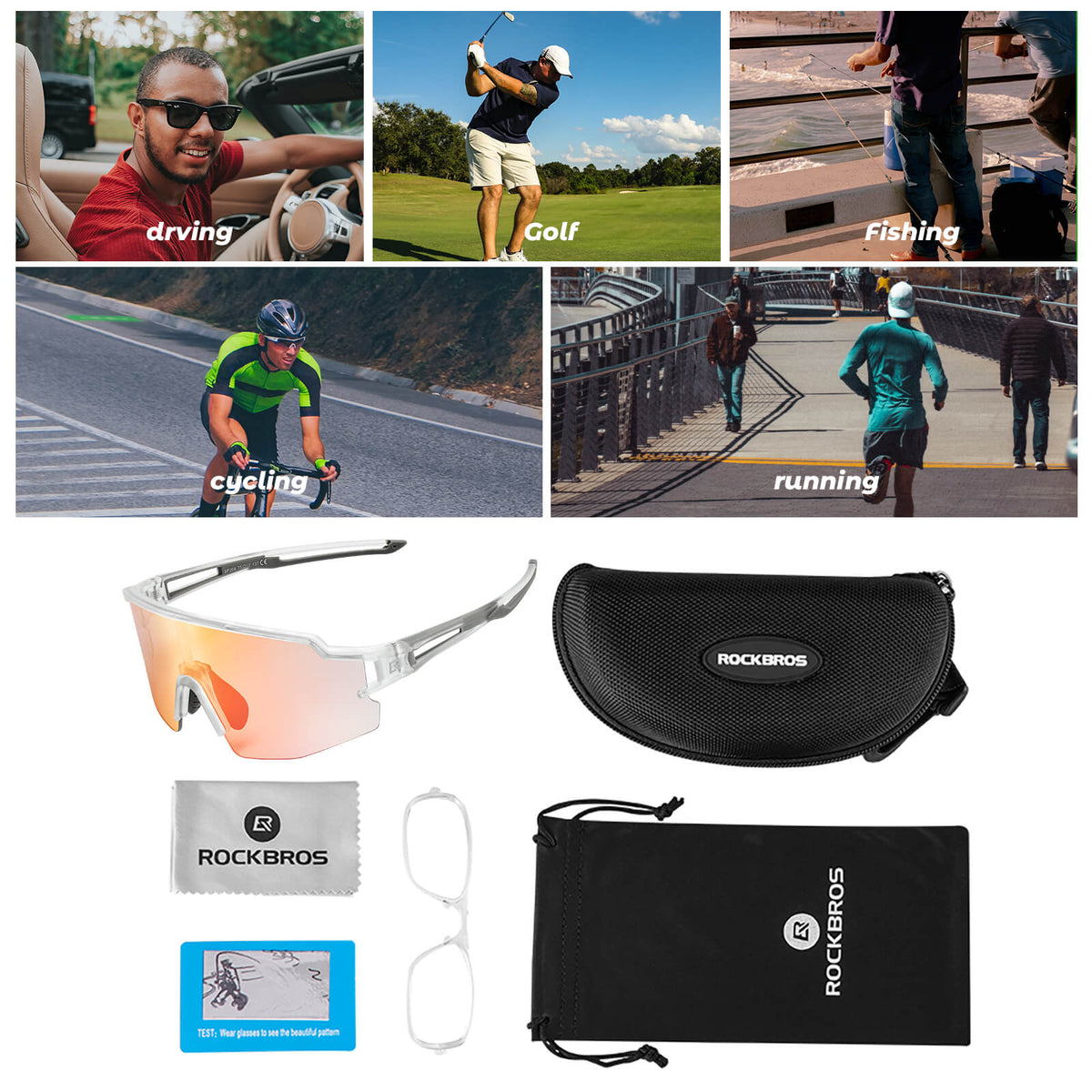 ROCKBROS Cykelbrille Fotokromatiske Solbriller UV400-beskyttelse