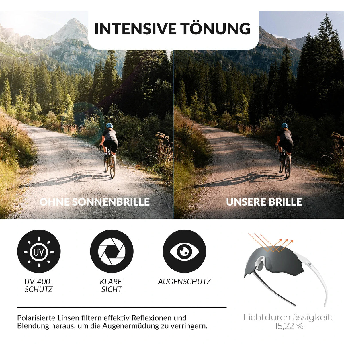 ROCKBROS Cykelbriller Selvvældende UV400-Bes Uden Ramme -SWIFT