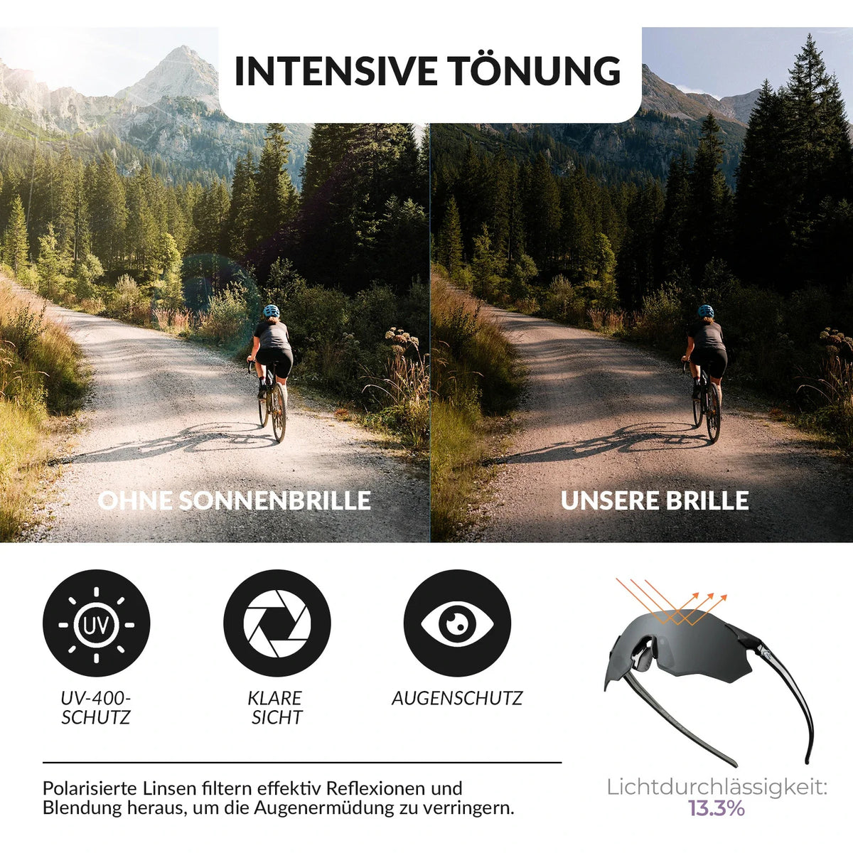 ROCKBROS Cykelbriller Selvvældende UV400-Bes Uden Ramme -SWIFT