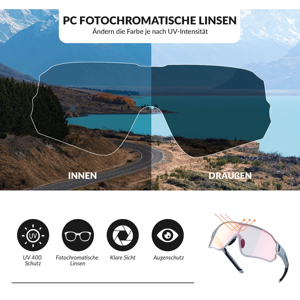 ROCKBROS Dynamisk cykelbrille med UV400-solfilter