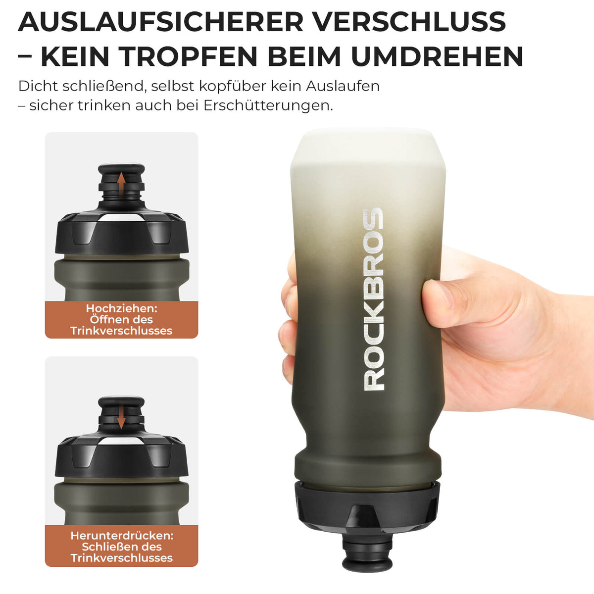 ROCKBROS Cykeldrikflaske med lækkagesikker Pull-Top-låg 600/750ml