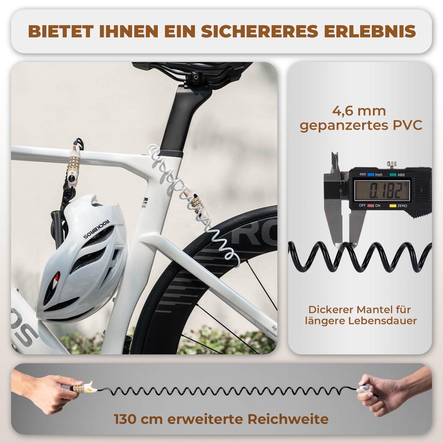 Multifunktionel cykellås, børnekombinationslås, hjelmlås, ROCKBROS