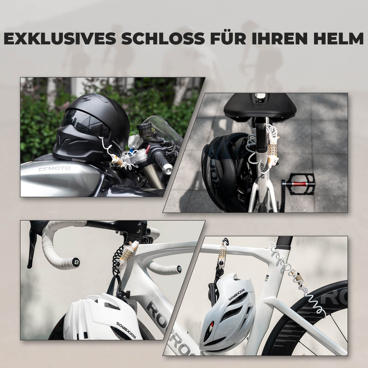 Multifunktionel cykellås, børnekombinationslås, hjelmlås, ROCKBROS