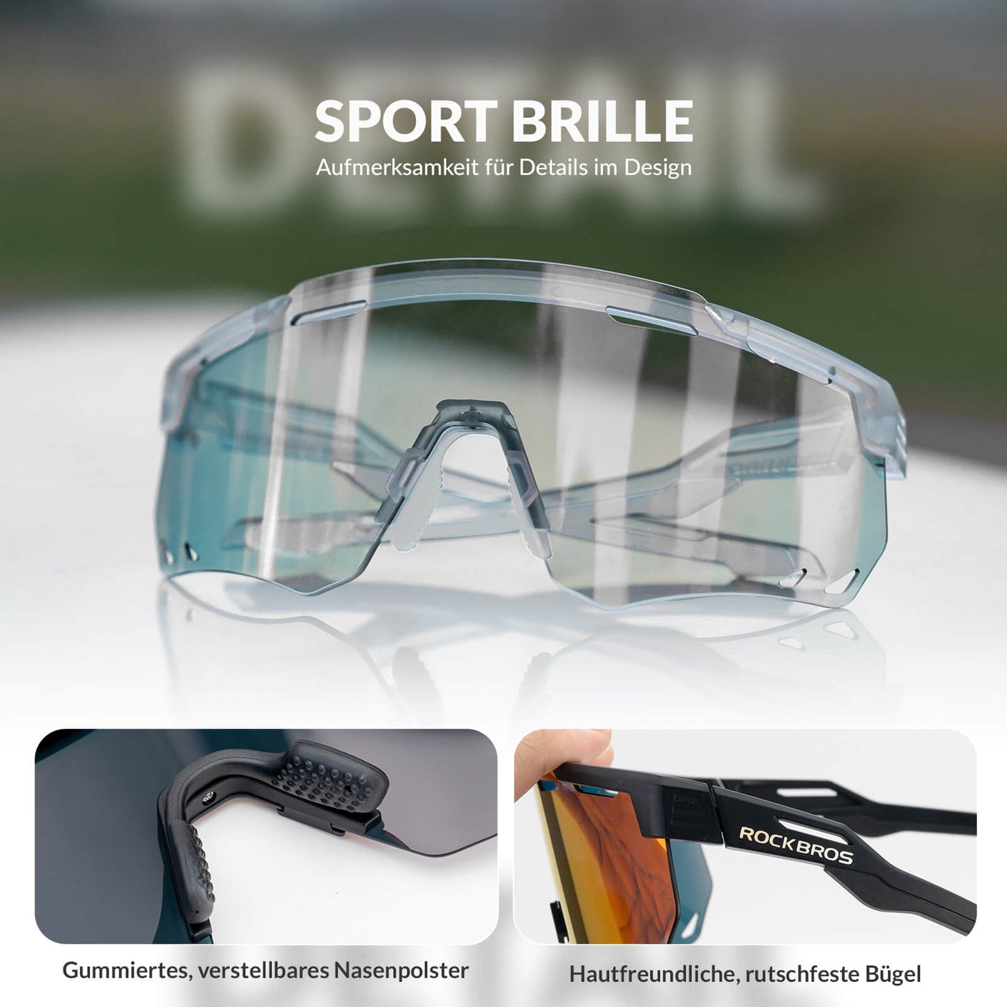 Ultralette cykelbriller, fotokromiske solbriller med UV400-beskyttelse, ROCKBROS