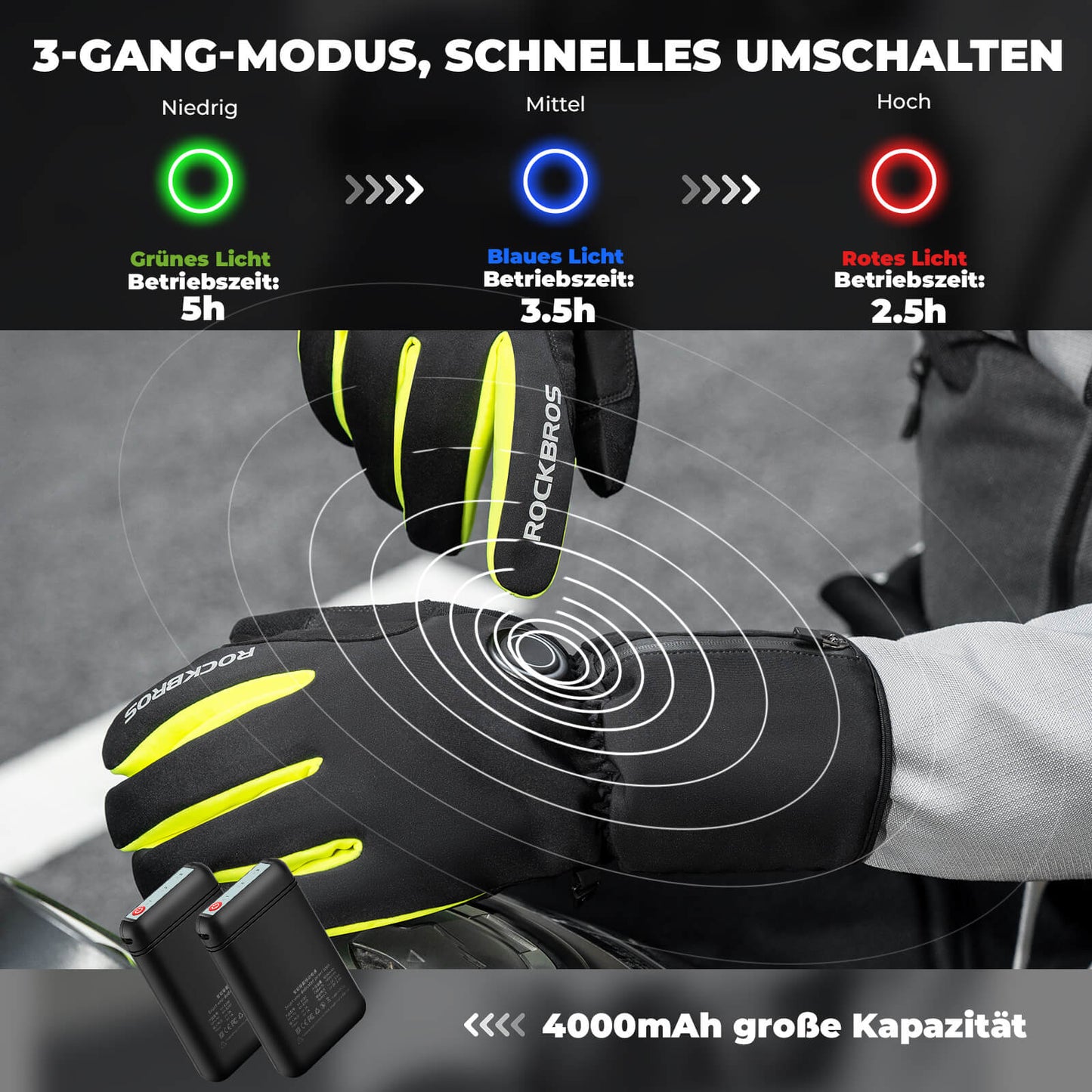 Vintervarmede cykelhandsker med touchscreen, M-2XL, ROCKBROS