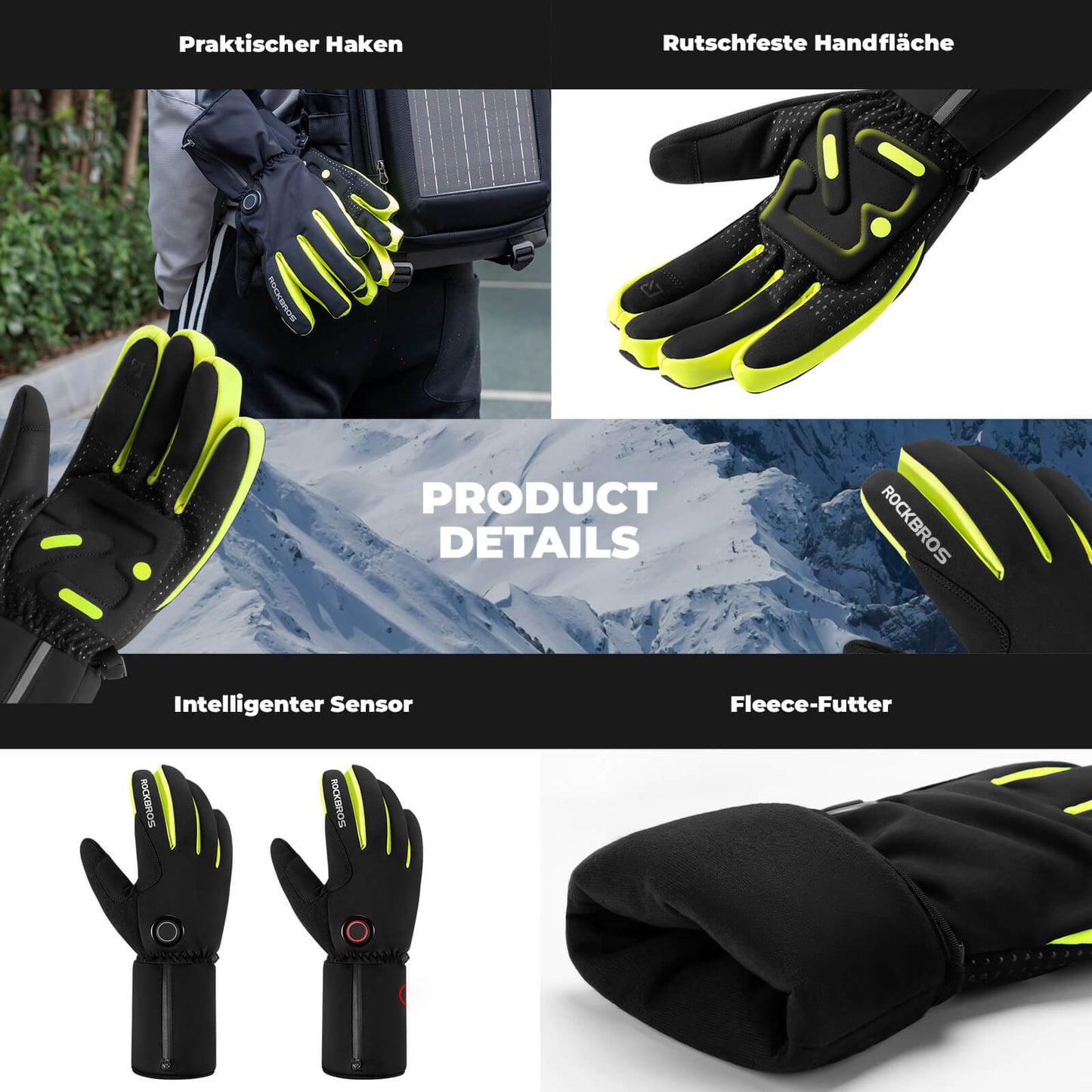 Vintervarmede cykelhandsker med touchscreen, M-2XL, ROCKBROS