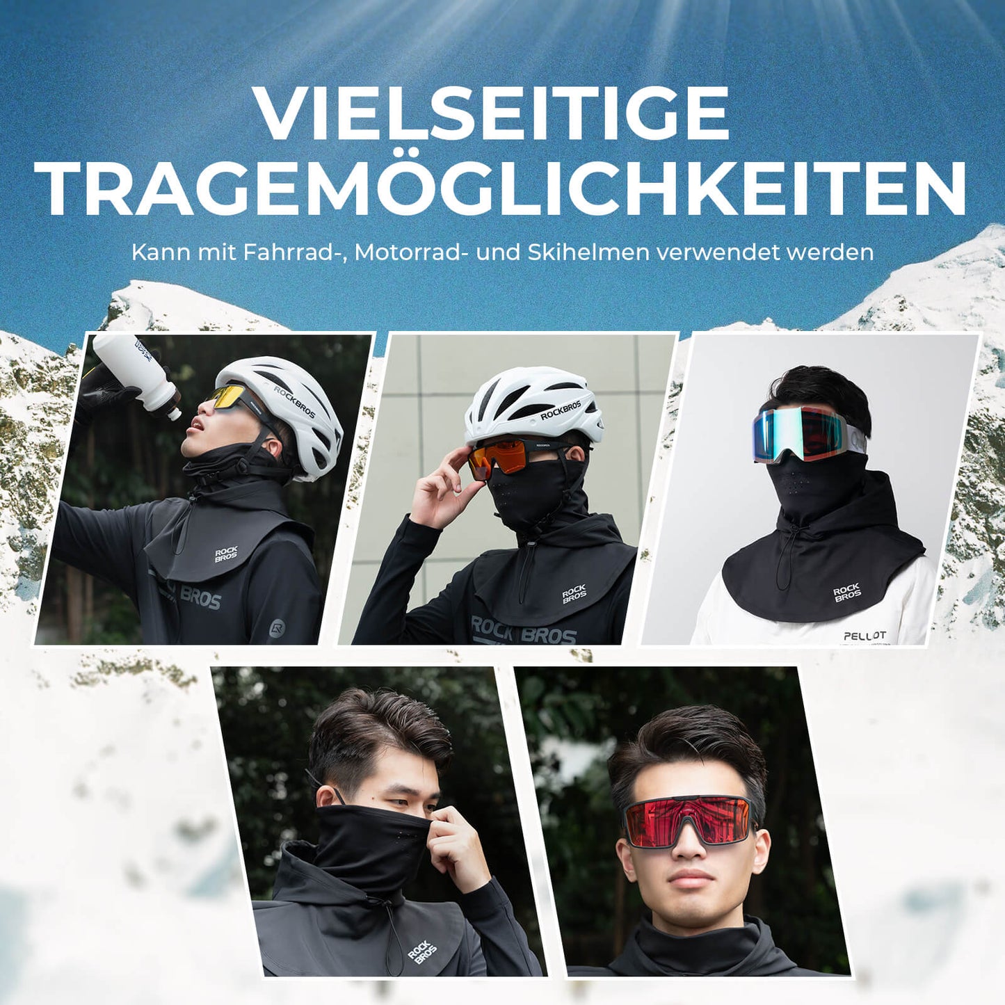 Vinterbalaklava ansigtsmaske, varm vindtæt balaklava til mænd og kvinder, ROCKBROS