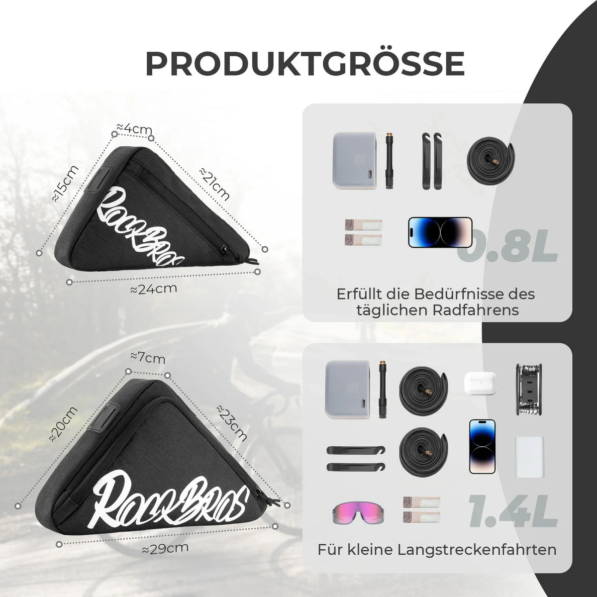 ROCKBROS Rametaske Cykeltrekantstaske 0.8L–1.4L