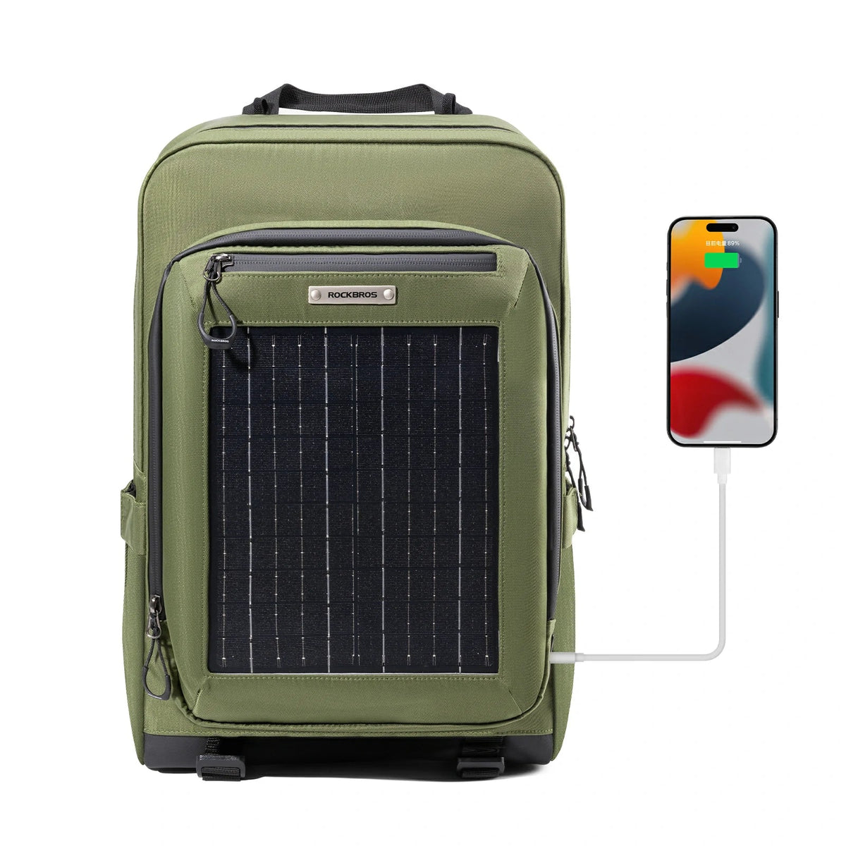 ROCKBROS Solarrygsæk Solar Rygsæk 20L med Fleksibelt Aftageligt 10V 14W