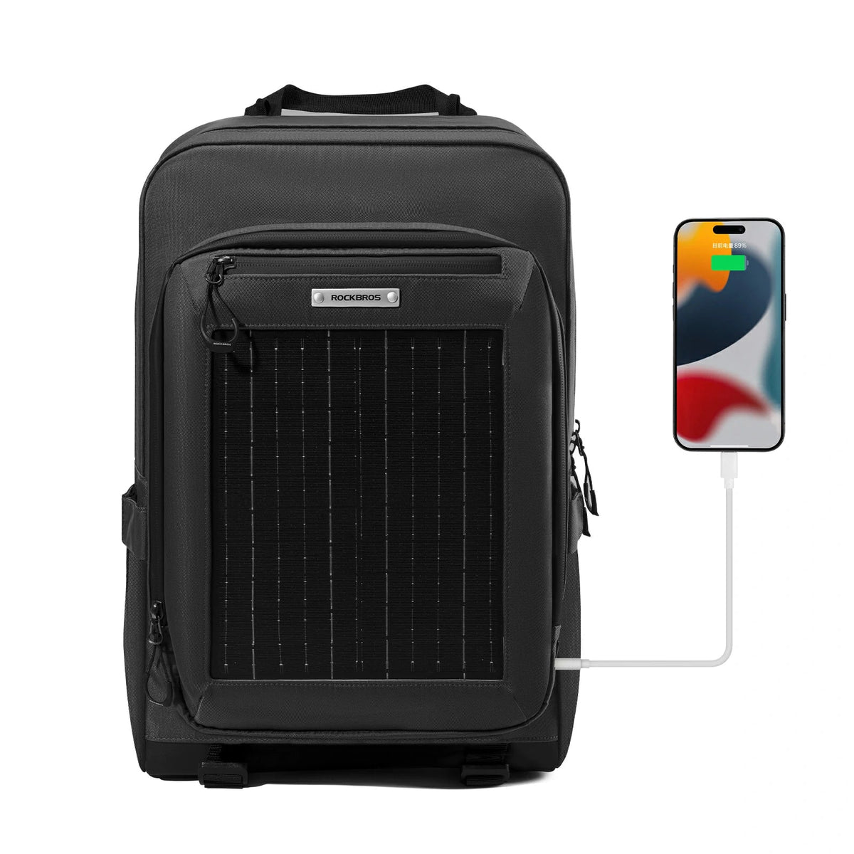 ROCKBROS Solarrygsæk Solar Rygsæk 20L med Fleksibelt Aftageligt 10V 14W