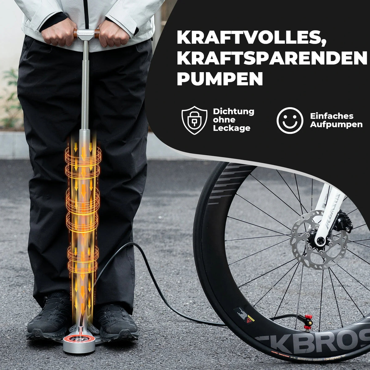 ROCKBROS Standcykkelpumpe 240PSI med manometer