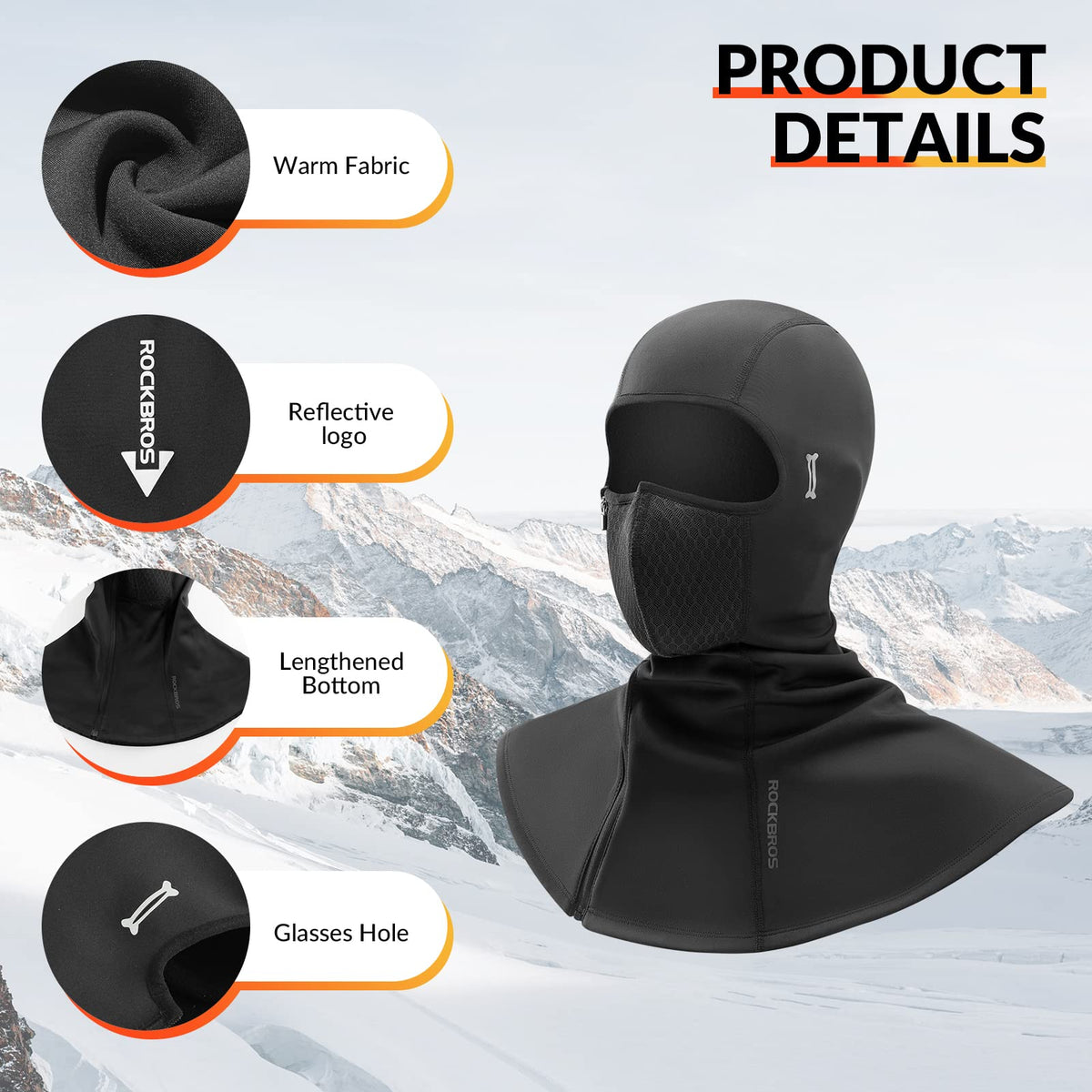 ROCKBROS Stormhætte Vinter Balaclava 54-63cm