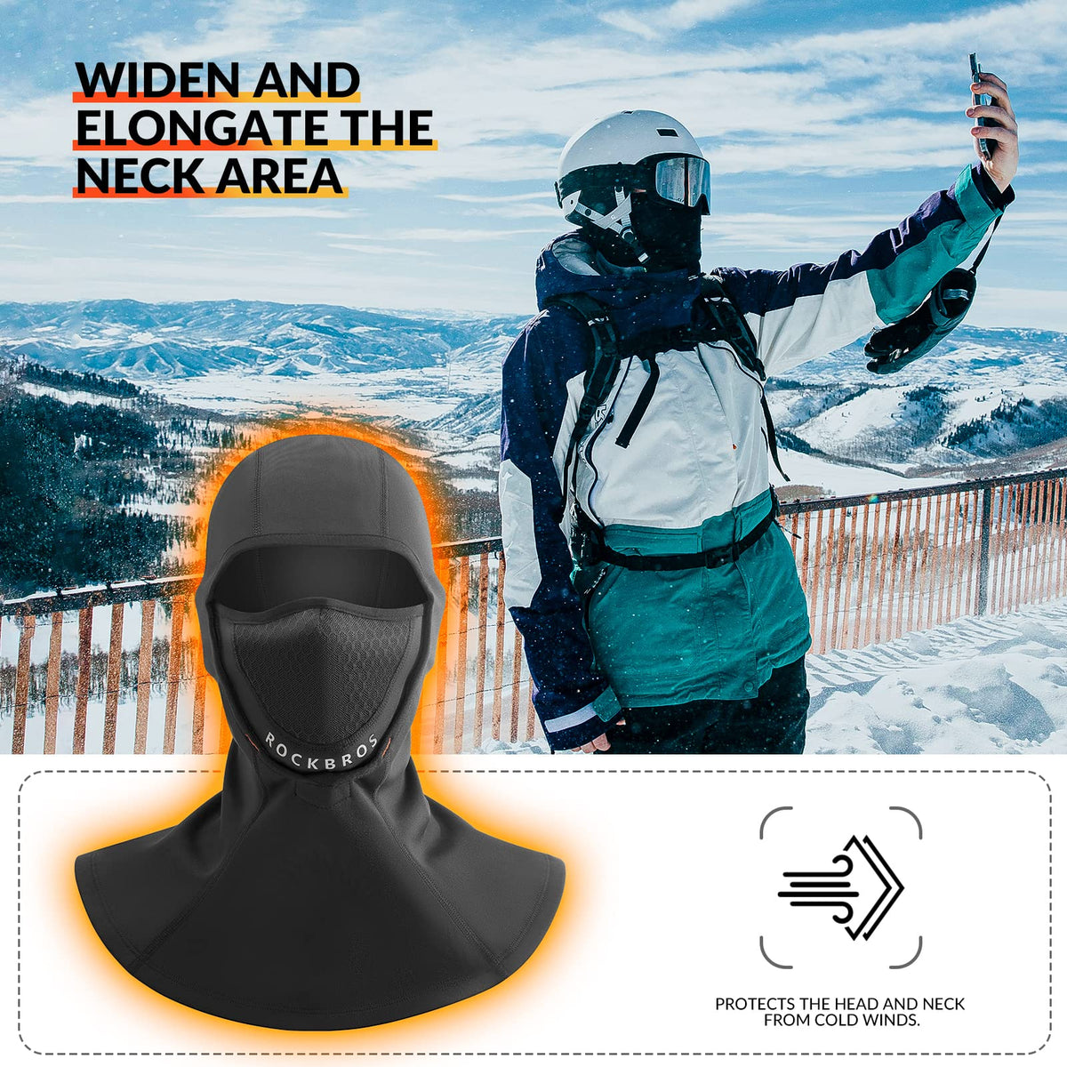 ROCKBROS Stormhætte Vinter Balaclava 54-63cm