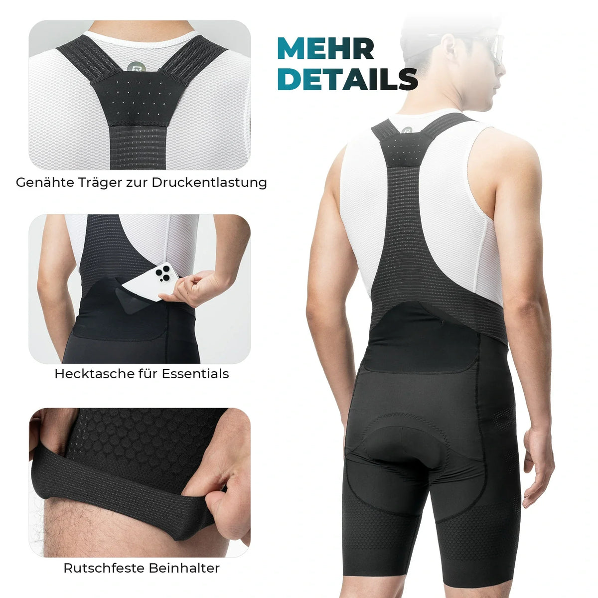 ROCKBROS Trägerhose cykel herre med elastisk 4D ergonomisk sædepude