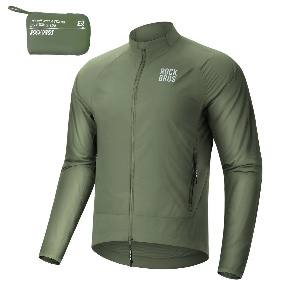 ROCKBROS Vindtæt cykeljakke, Let Åndbar Hurtigtørrende Windbreaker, Sammenklappelig
