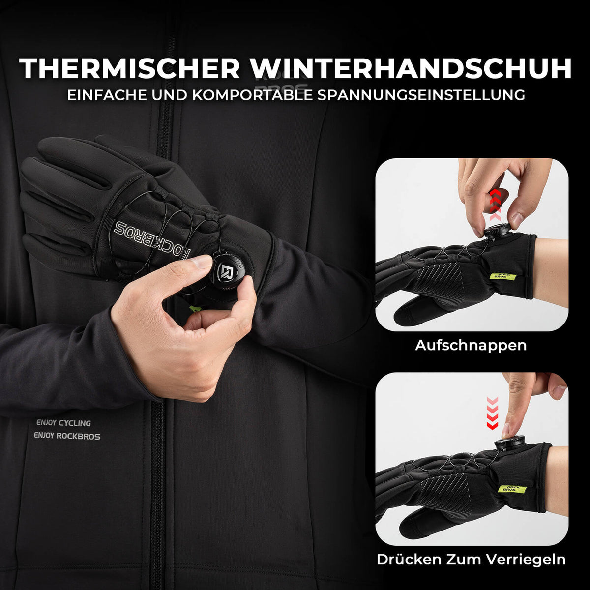ROCKBROS Vinter cykelhandsker Touchscreen - ThermoForet & Refleks