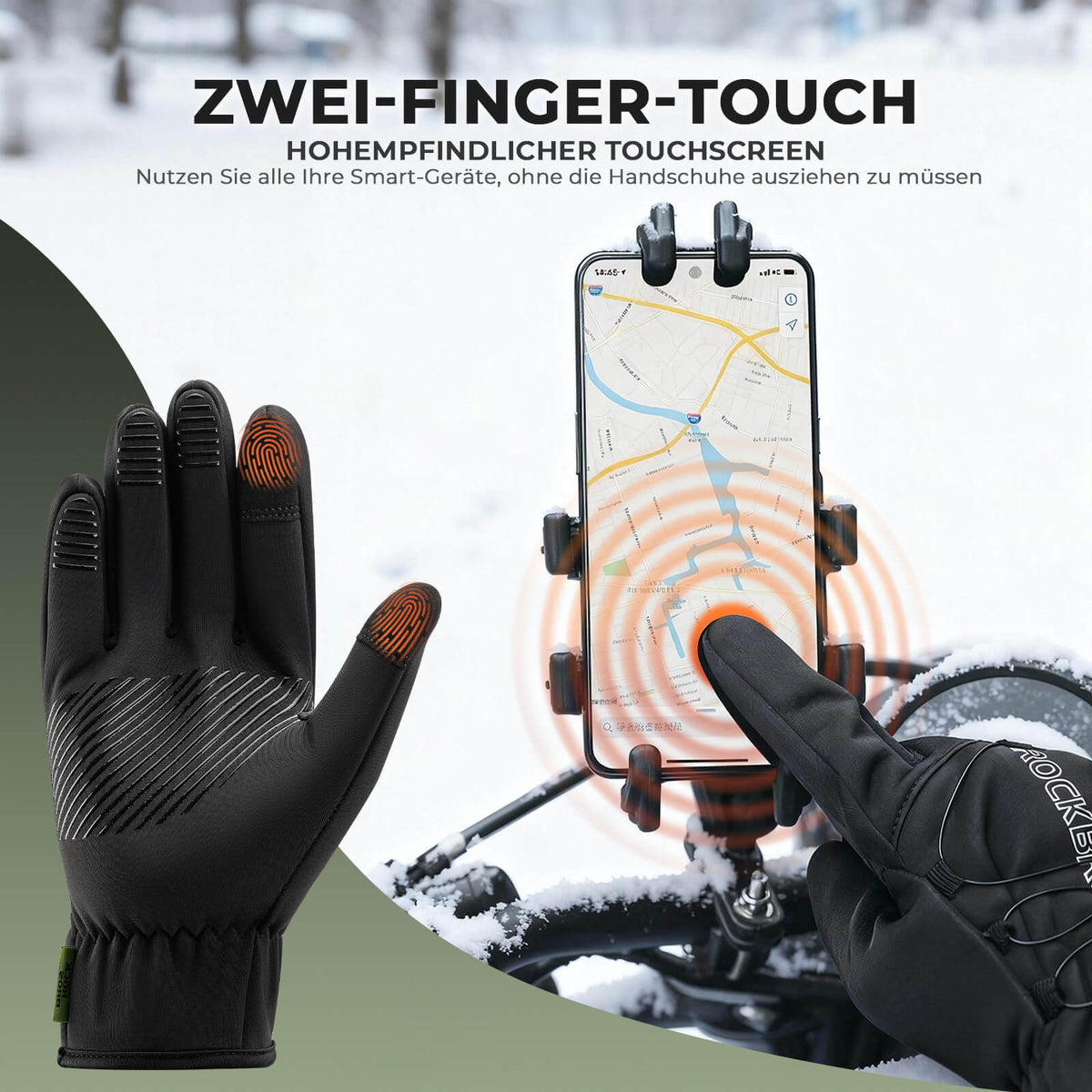 ROCKBROS Vinter cykelhandsker Touchscreen - ThermoForet & Refleks