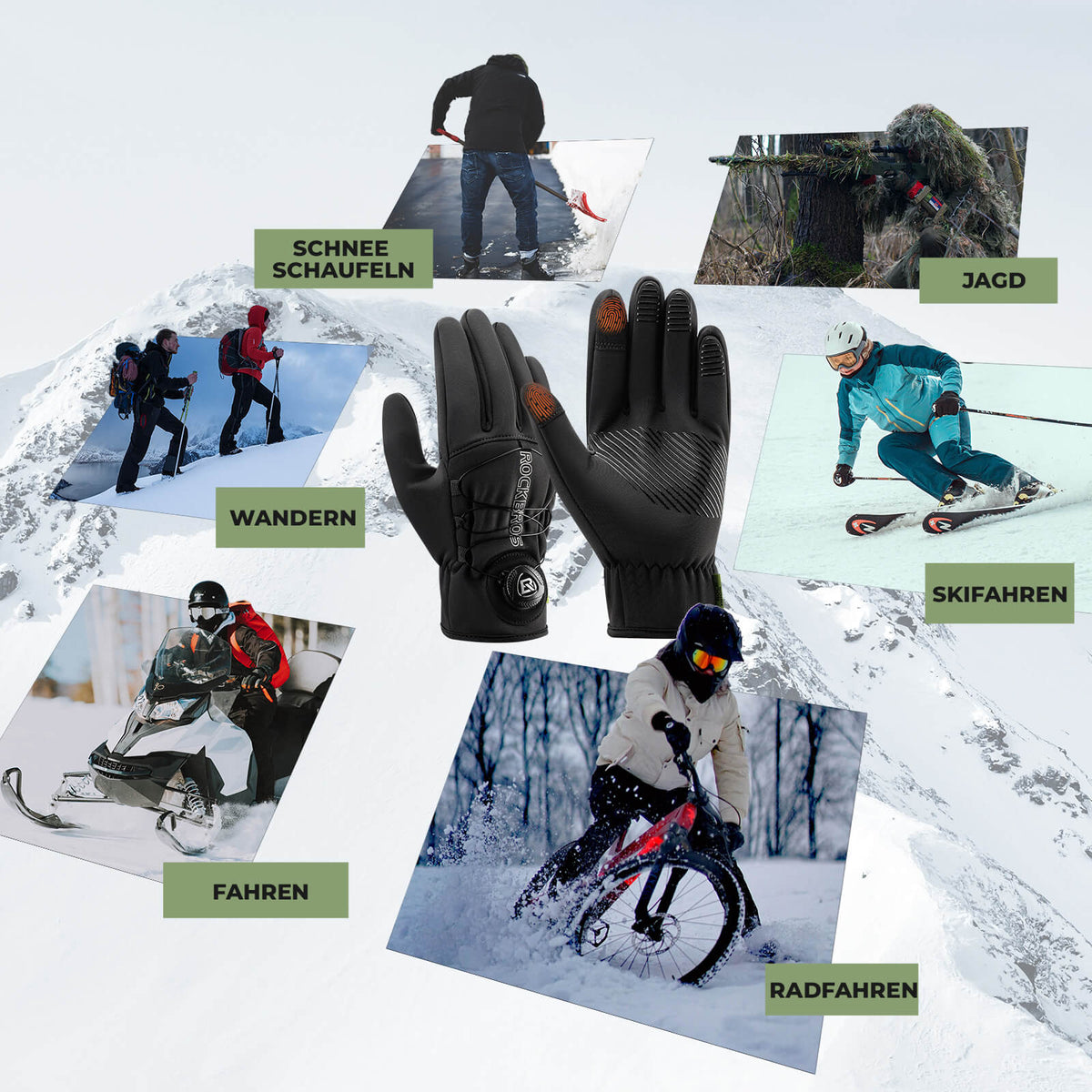 ROCKBROS Vinter cykelhandsker Touchscreen - ThermoForet & Refleks