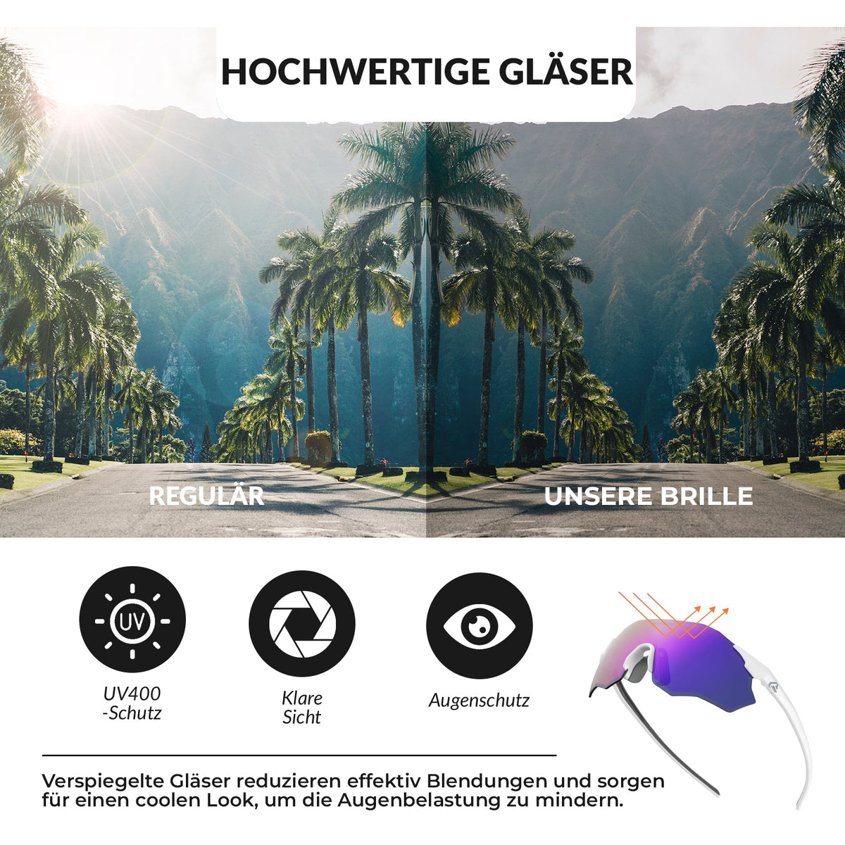 ROCKBROS Cykelbriller Selvvældende UV400-Bes Uden Ramme -SWIFT