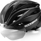 ROCKBROS voksen cykelhjelm med visir Magnetisk aftagelig åndbar justerbar til mænd og kvinder 58-62 cm