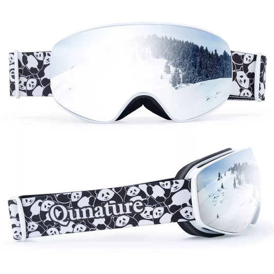 Qunature skibriller, snowboardbriller til børn og voksne, der bruger briller, anti-dug