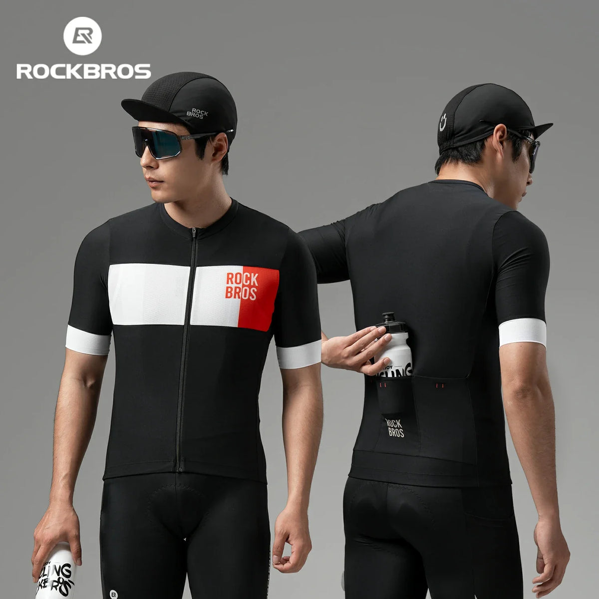 ROCKBROS Herre Cykeltrøje Kortærmet i Colorblock-design