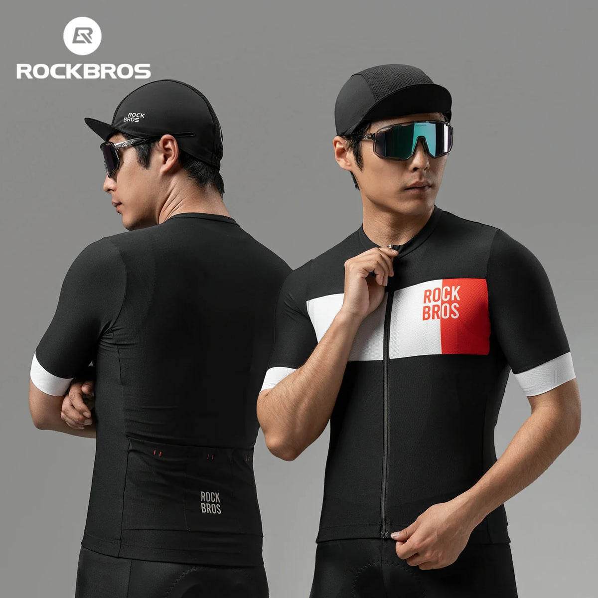 ROCKBROS Herre Cykeltrøje Kortærmet i Colorblock-design
