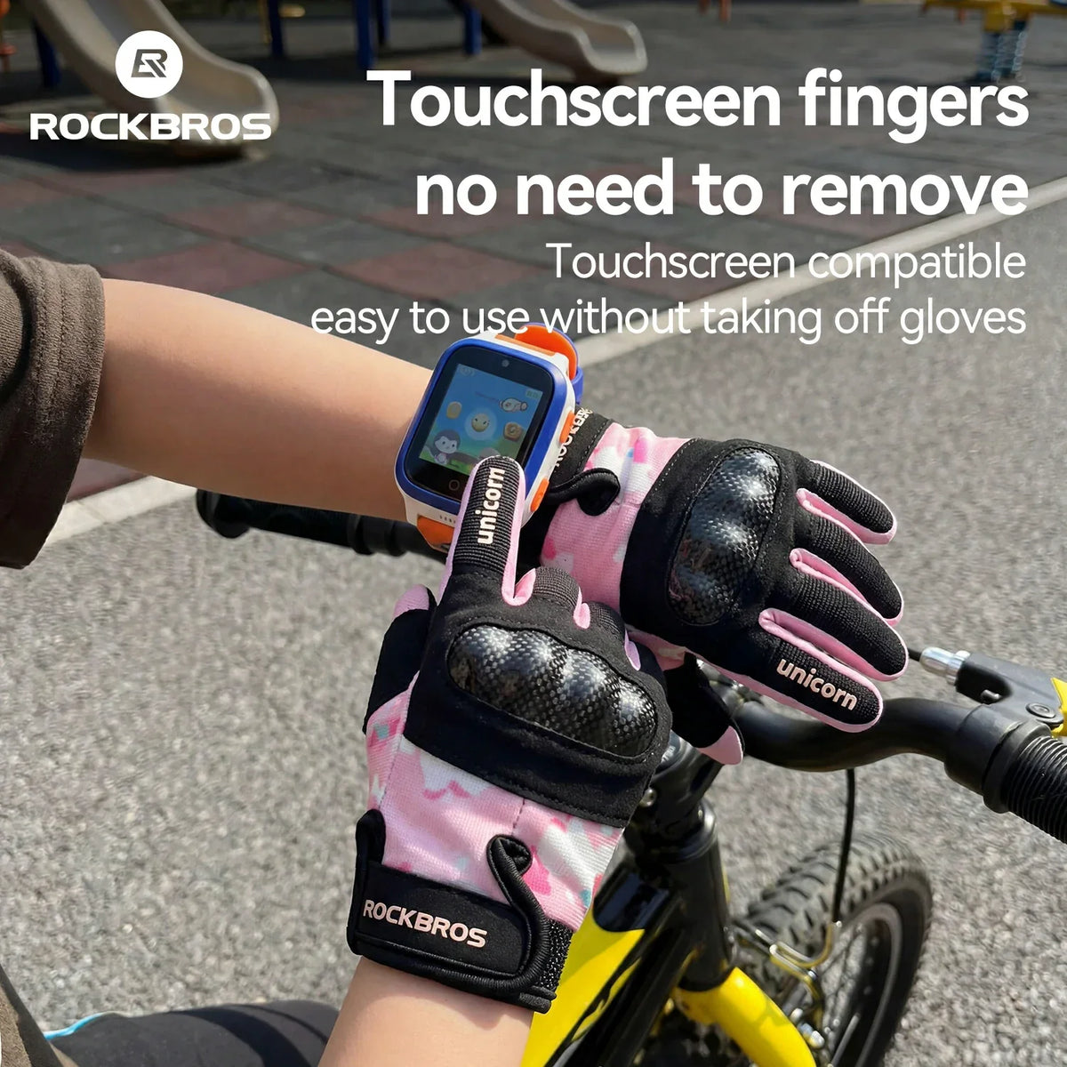 ROCKBROS Cykelhandsker til børn med hele fingre og Hard Shell beskyttelse