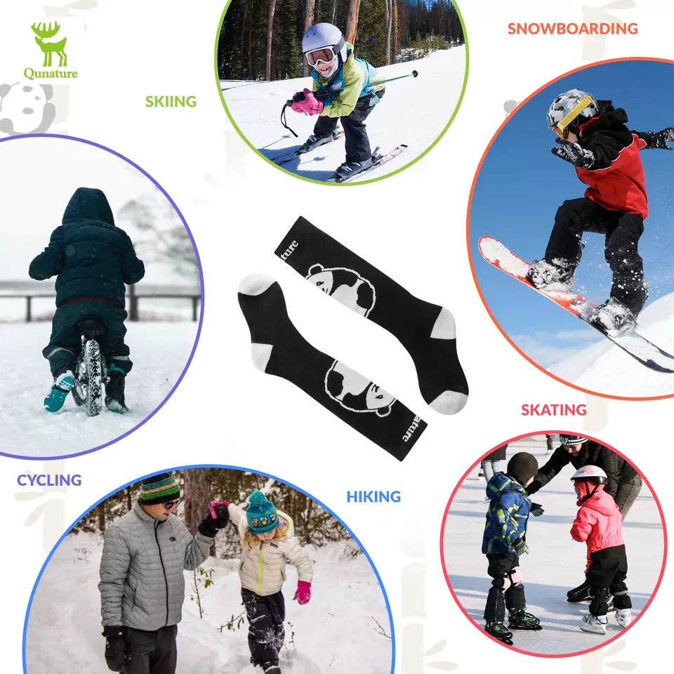 Qunature skistrømper børn/drenge vinterstrømper skiknæstrømper med uld 1 par