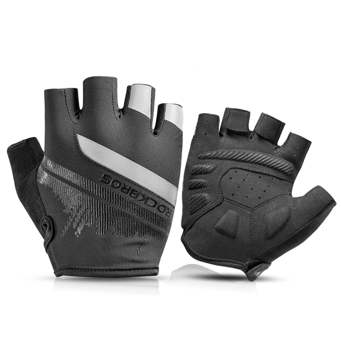 Skridsikre ridehandsker med reflekterende halve fingre, størrelser S-XXL, ROCKBROS