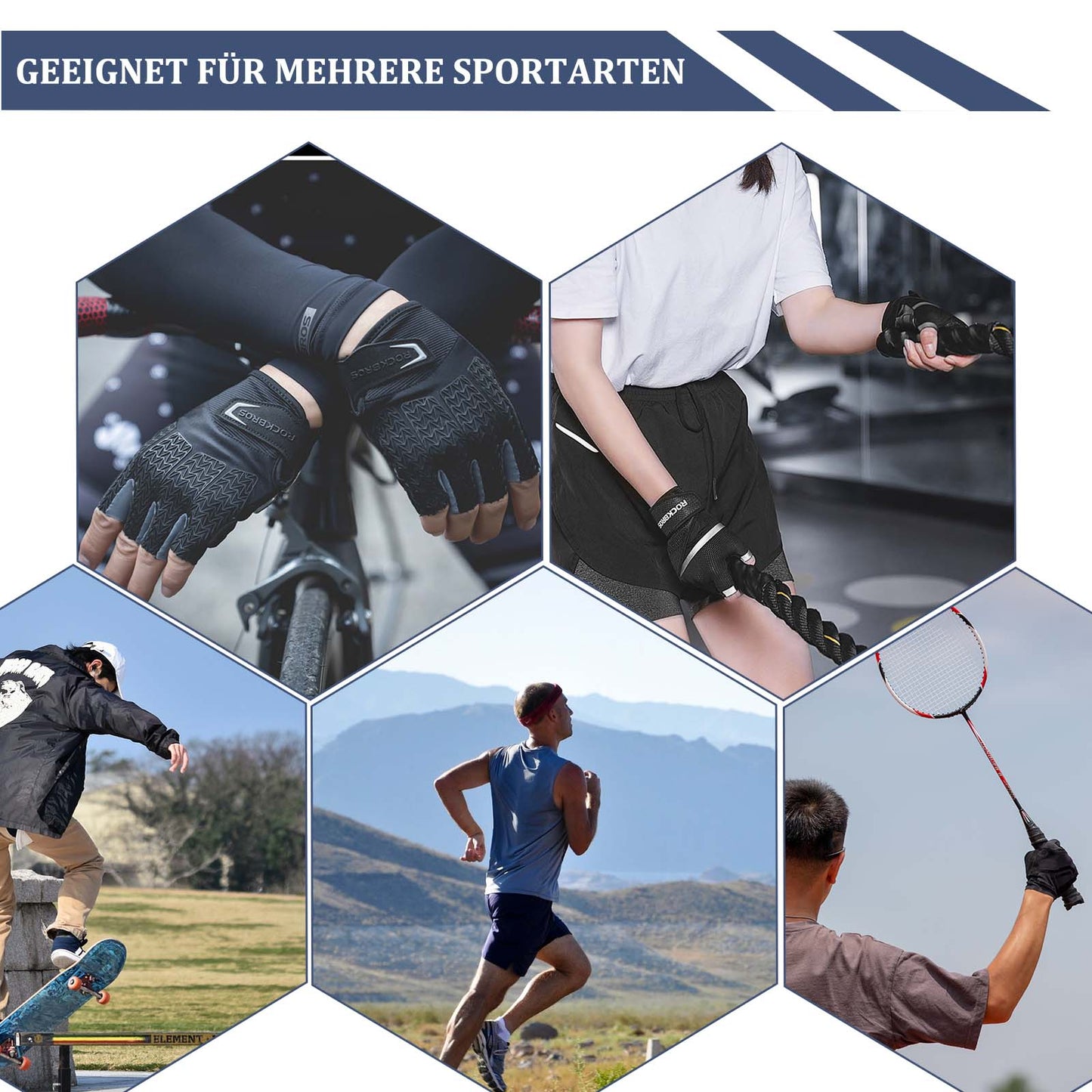 Cykelhandsker til kvinder og mænd, cykelhandsker med halv finger fra ROCKBROS