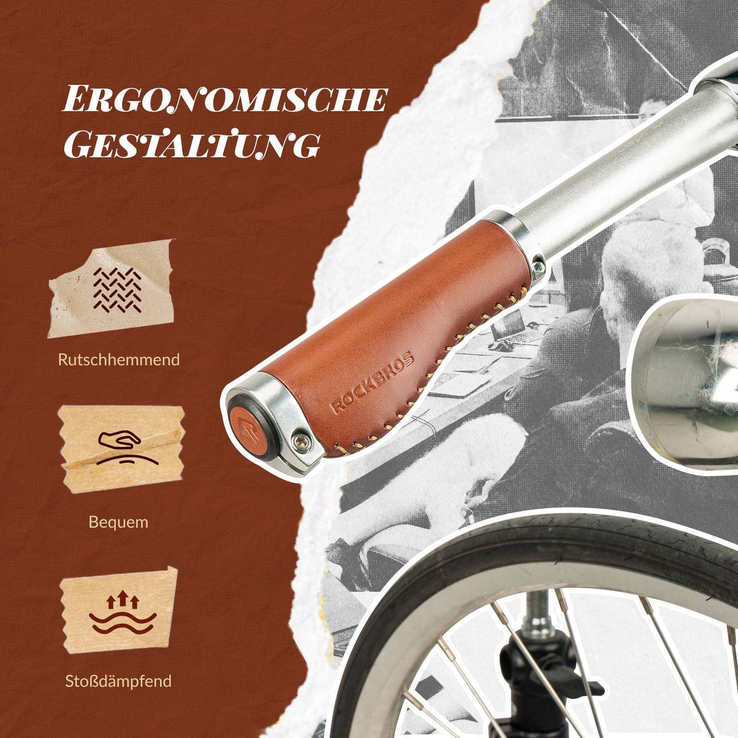 Retro MTB-styrgreb, ergonomisk design, ROCKBROS
