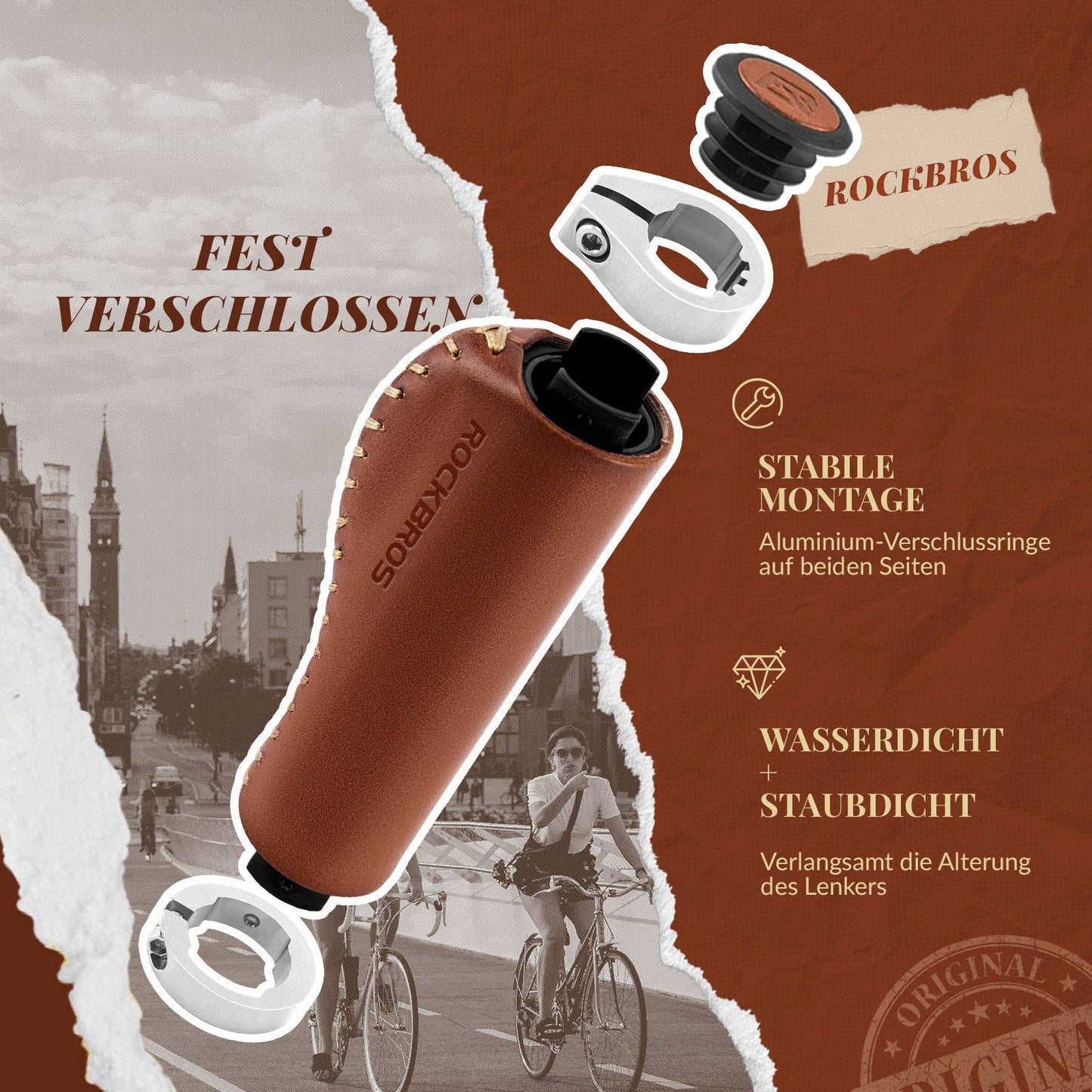 Retro MTB-styrgreb, ergonomisk design, ROCKBROS