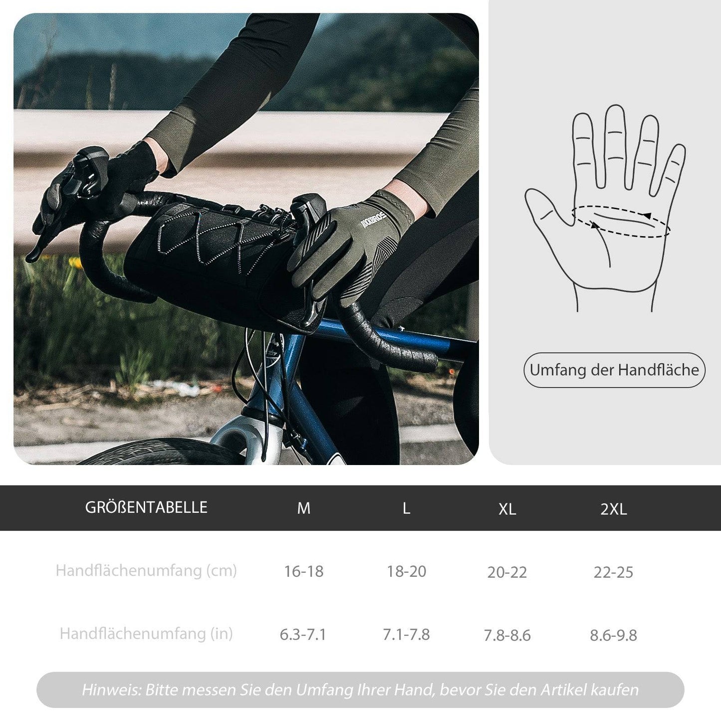 ROCKBROS tynde cykelhandsker med touchscreen og antislip til damer/herrer