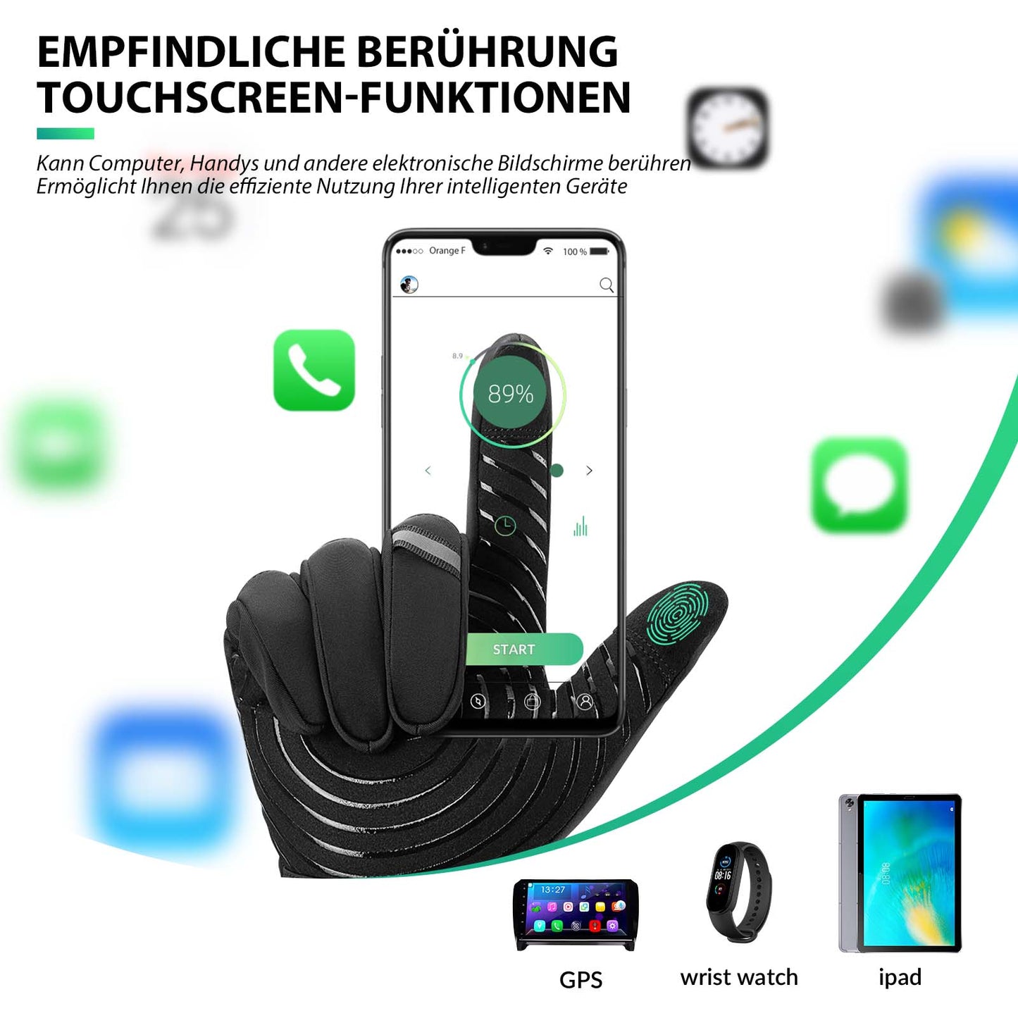 Cykelhandsker med touchscreen, varme vinterhandsker S-XL ROCKBROS