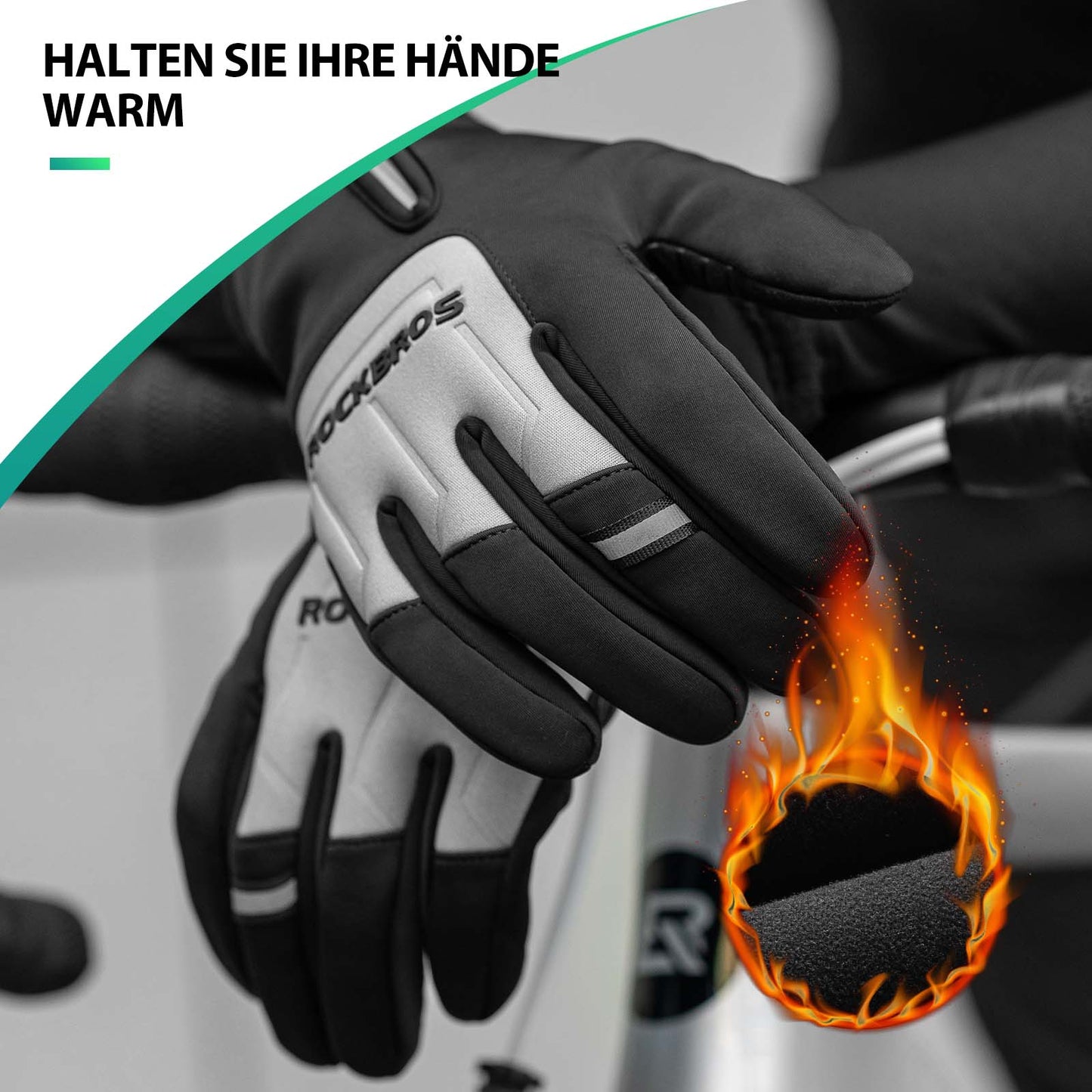 Cykelhandsker med touchscreen, varme vinterhandsker S-XL ROCKBROS