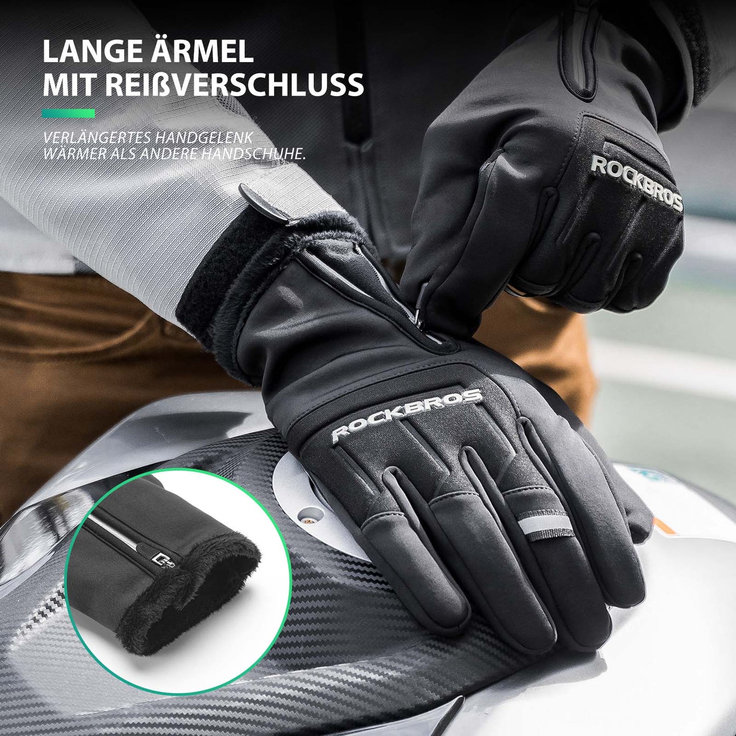Cykelhandsker med touchscreen, varme vinterhandsker S-XL ROCKBROS