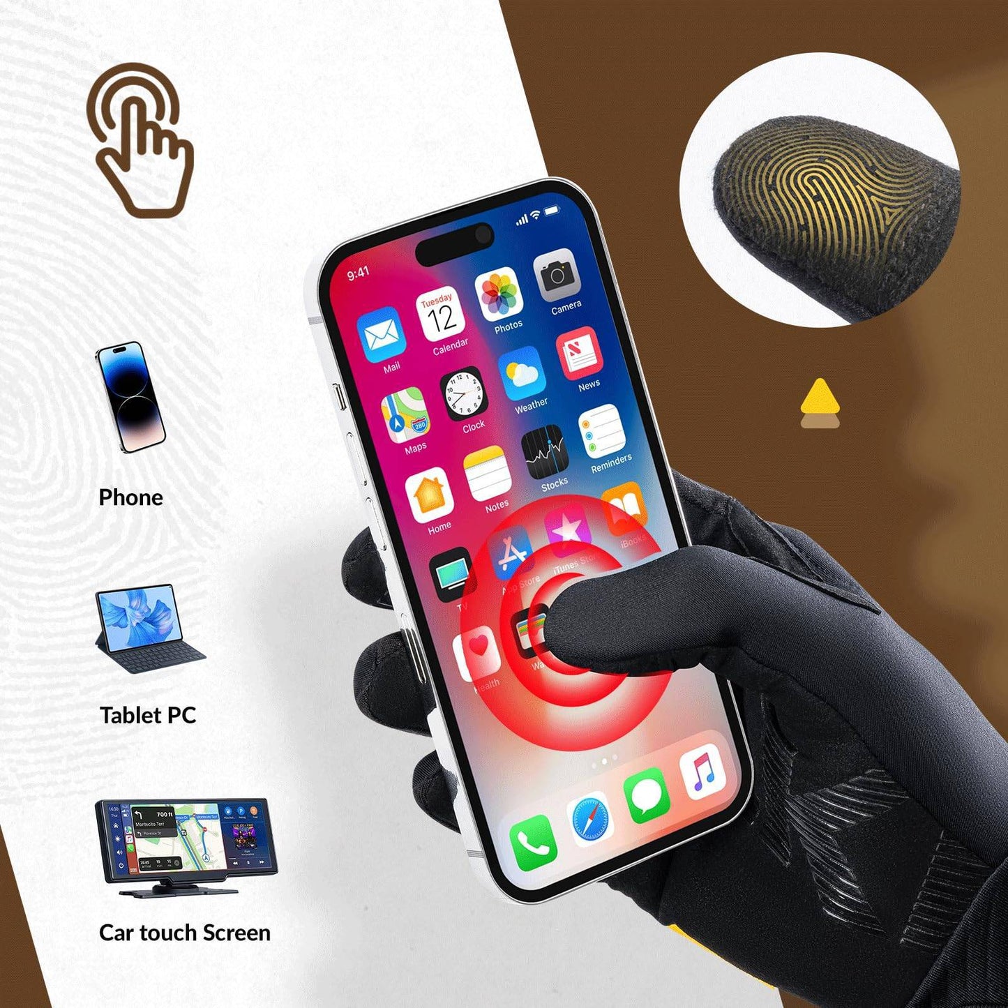 Cykelhandsker Varme, vindtætte sportshandsker til hele fingrene fra ROCKBROS