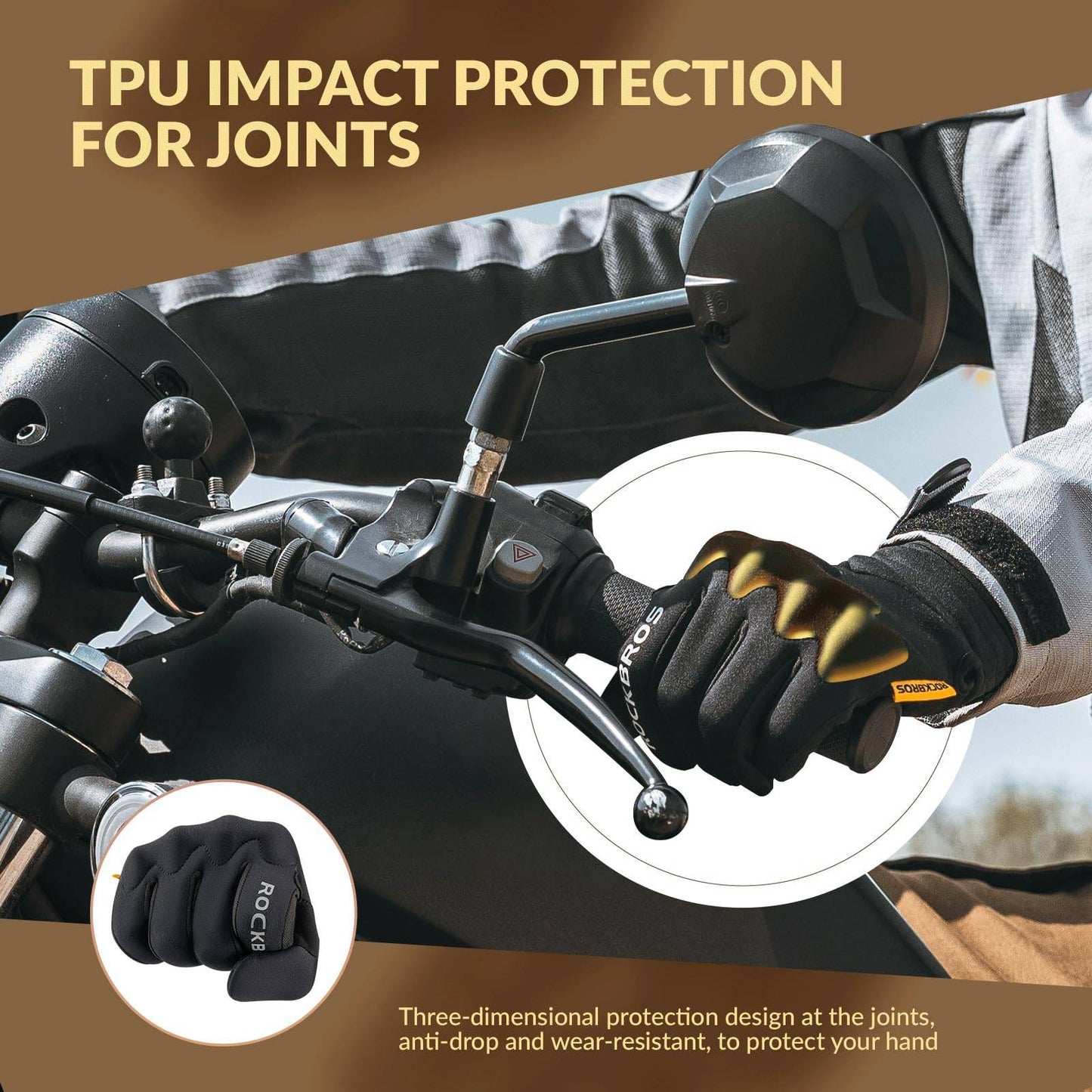 Cykelhandsker Varme, vindtætte sportshandsker til hele fingrene fra ROCKBROS
