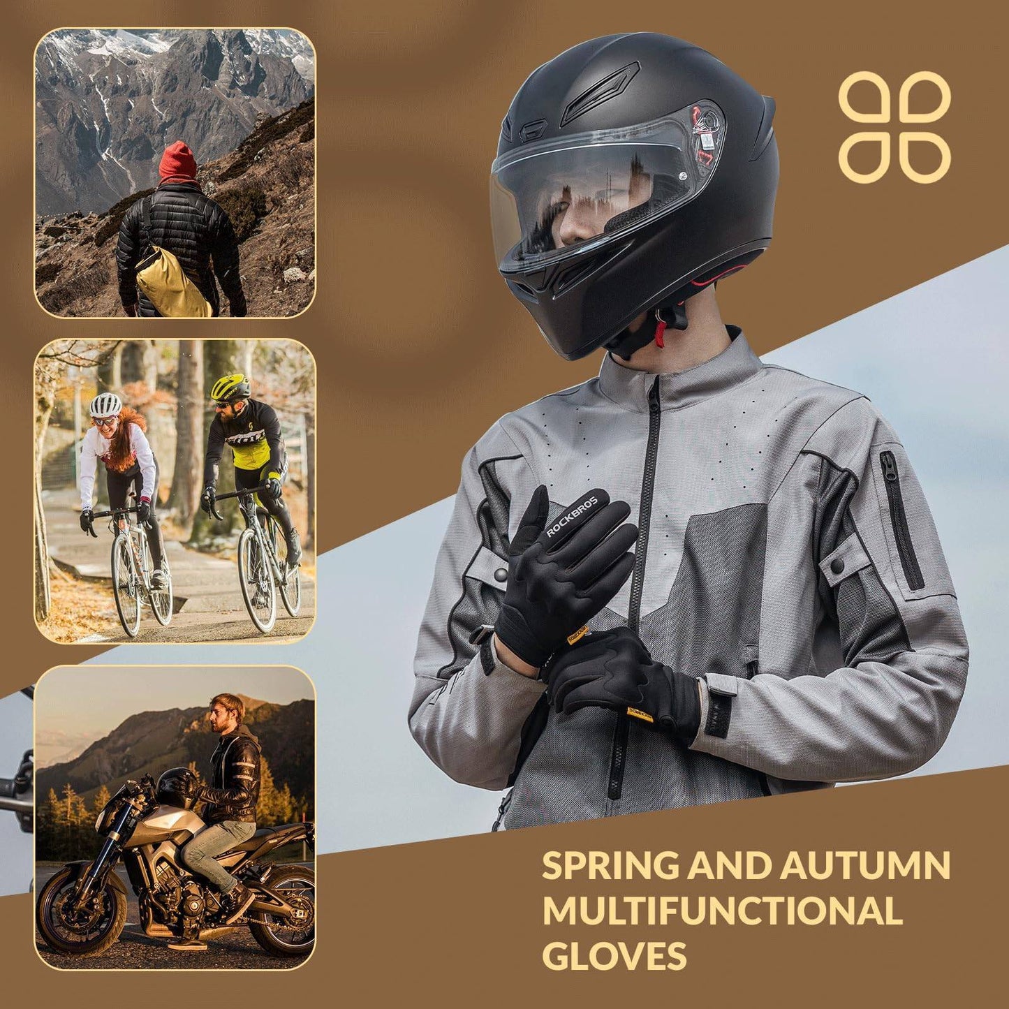 Cykelhandsker Varme, vindtætte sportshandsker til hele fingrene fra ROCKBROS