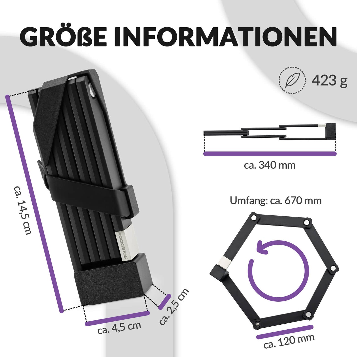 Foldbar cykellås med beslag ROCKBROS