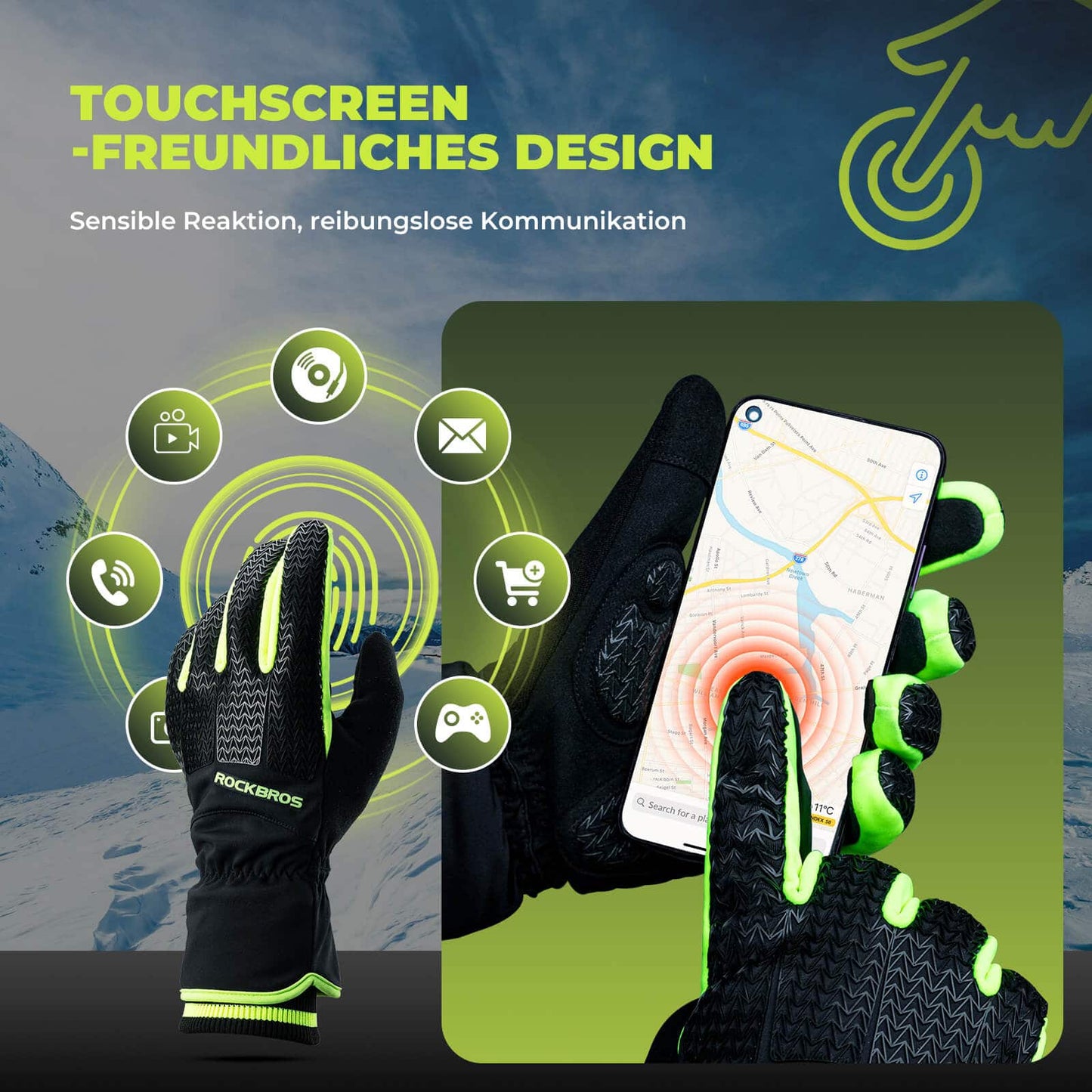Handsker Cykelhandsker Touchscreen Thinsulate Skihandsker ROCKBROS