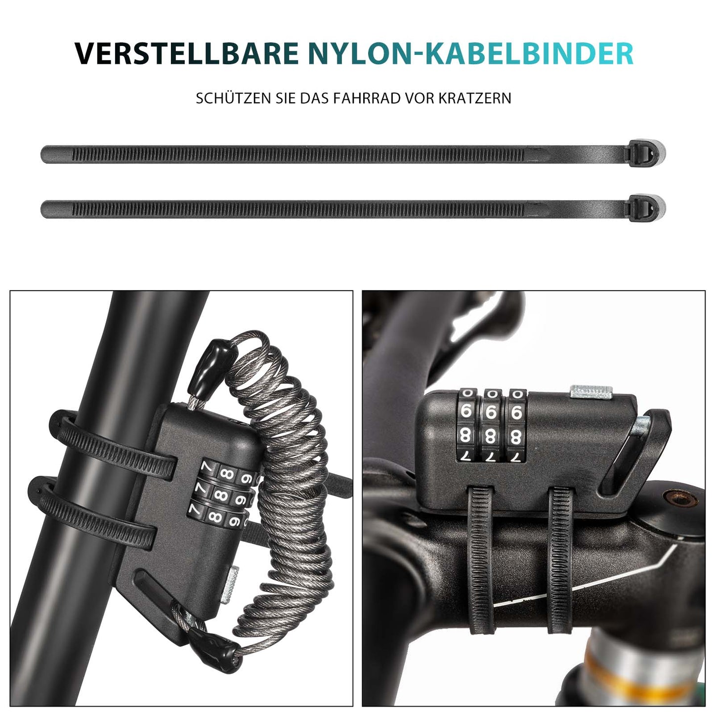 Hjelmlås 150 cm 3-cifret kombinationslås ROCKBROS