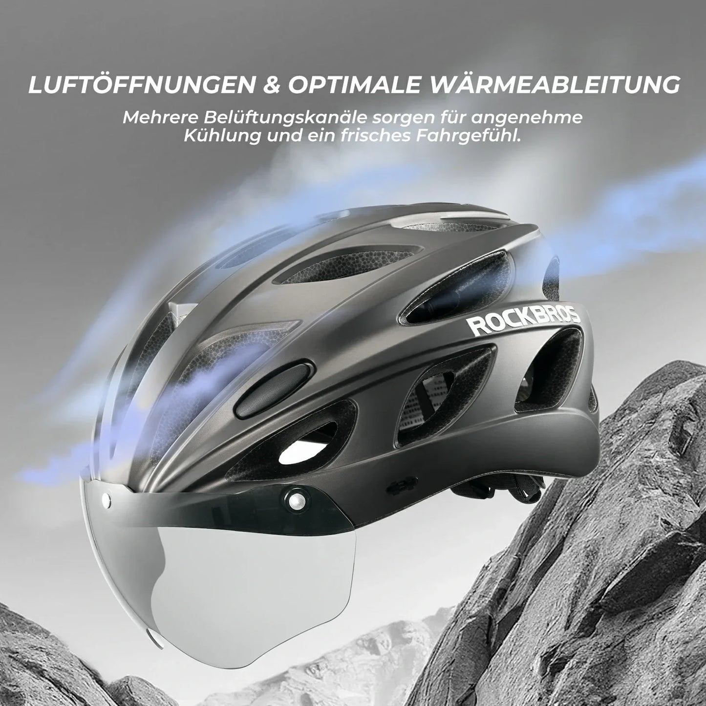 Børnecykelhjelm med integrerede, aftagelige magnetiske beskyttelsesbriller og visir ROCKBROS