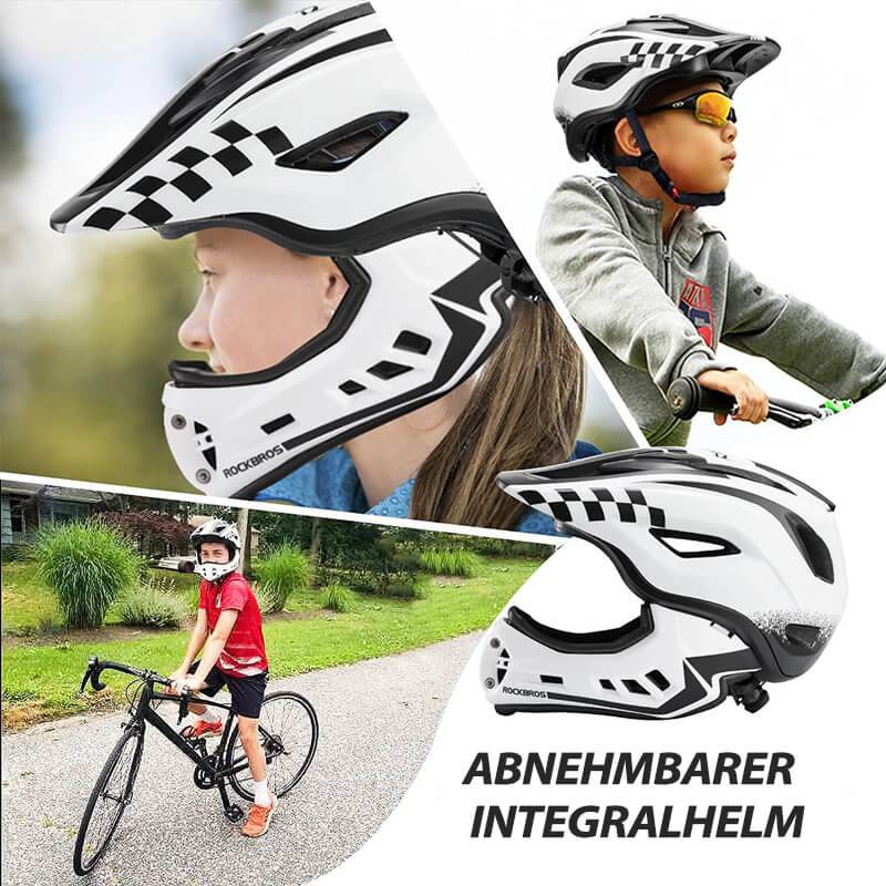 Børneintegralhjelm med aftagelig hagebeskytter til drenge/piger ROCKBROS