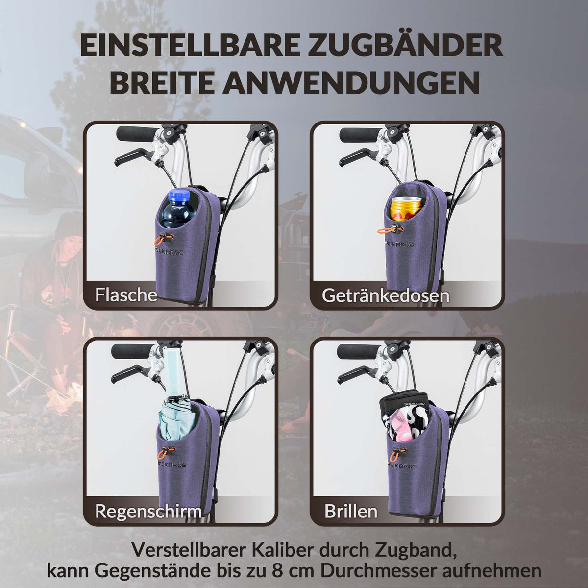 ROCKBROS Styretaske Flasketaske Drikkeflaskeholder Multifunktionelt design