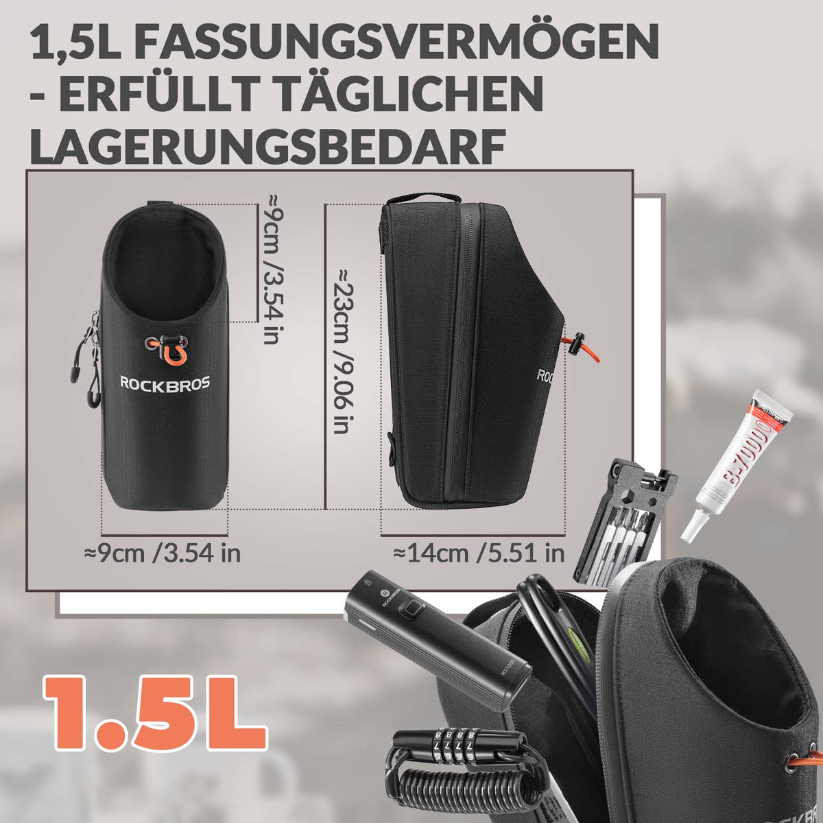 ROCKBROS Styretaske Flasketaske Drikkeflaskeholder Multifunktionelt design