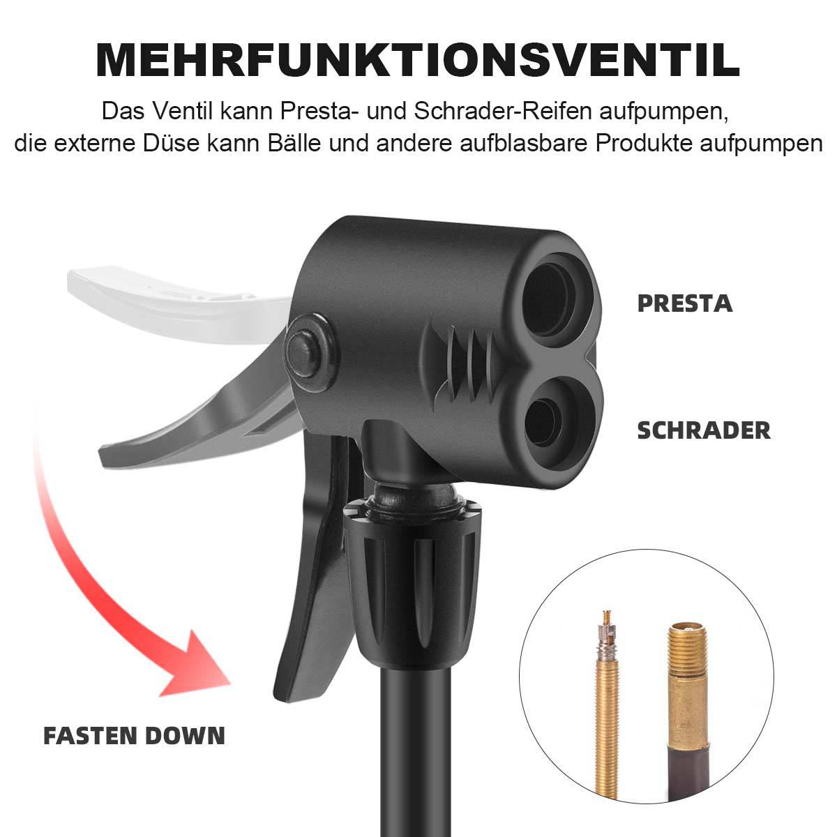 Mini fodpumpe luftpumpe med trykmåler ROCKBROS