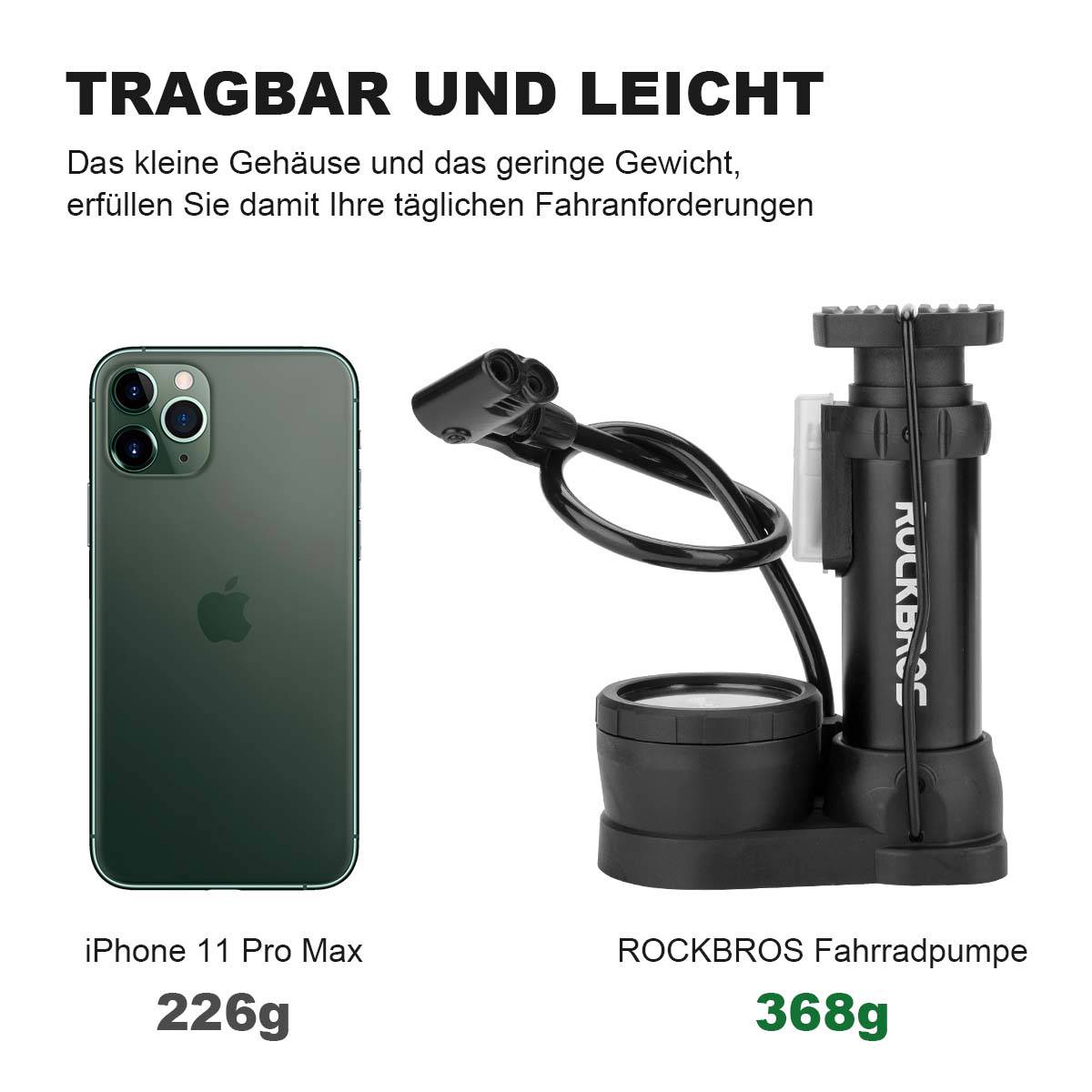 Mini fodpumpe luftpumpe med trykmåler ROCKBROS